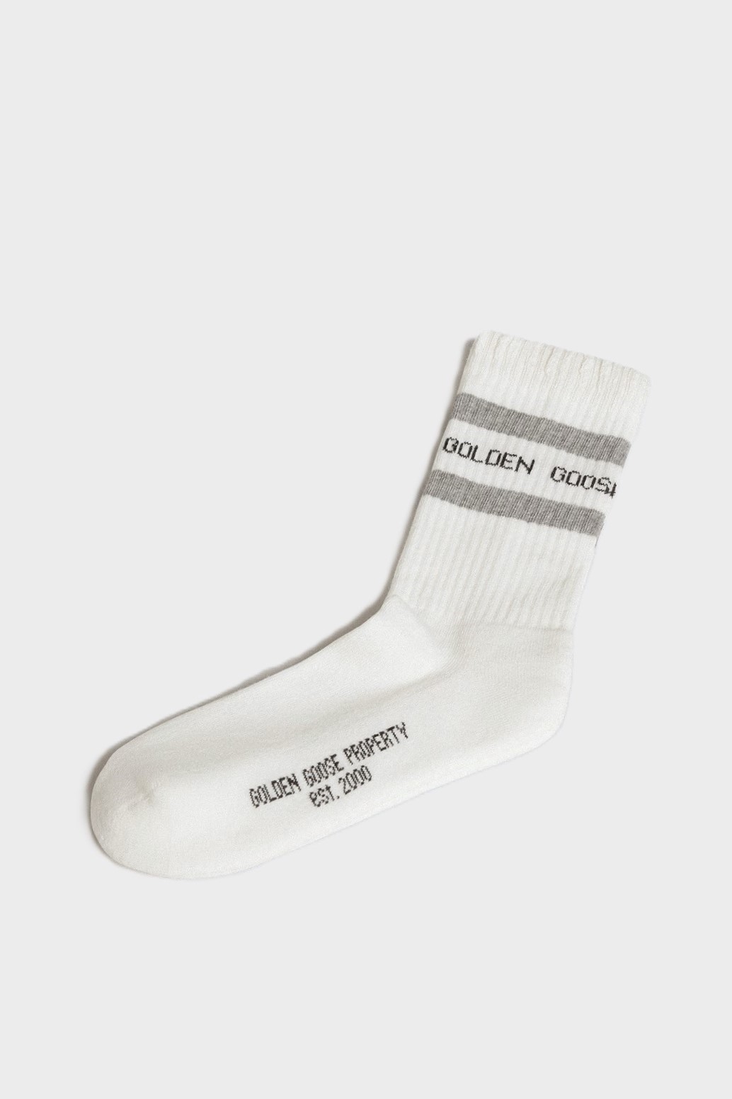 GOLDEN GOOSE Socks High Rib Stripes Socks in Heritage White/Melange Grey GOLDEN GOOSE Socks High Rib Stripes Socks in Heritage White/Melange Grey