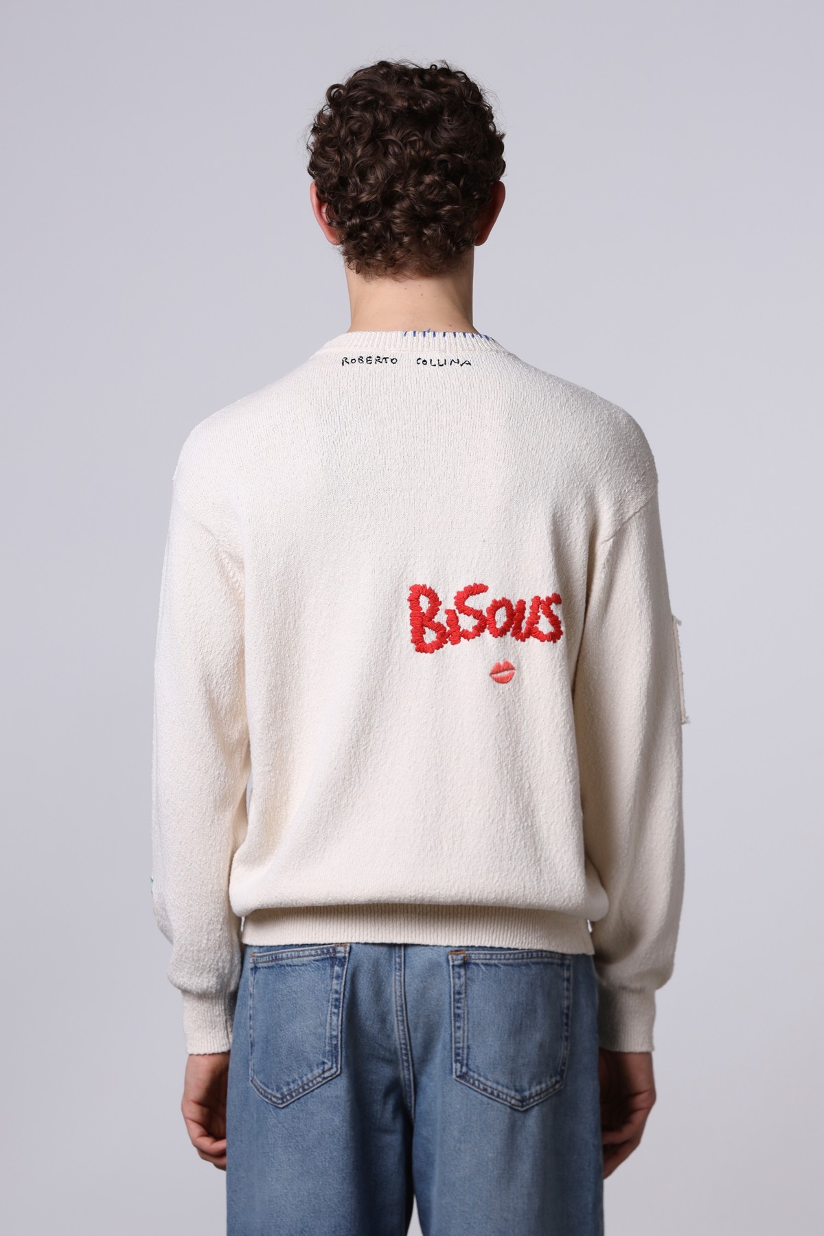 ROBERTO COLLINA Embroidered Sweater Ciao Amore