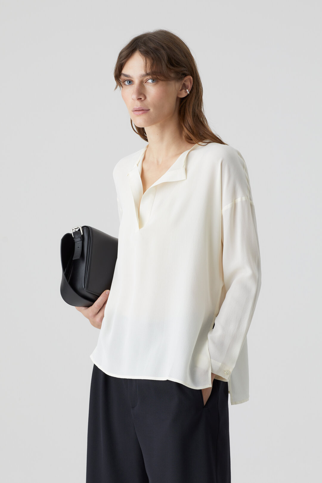 CLOSED Collarless Blouse in Creme
