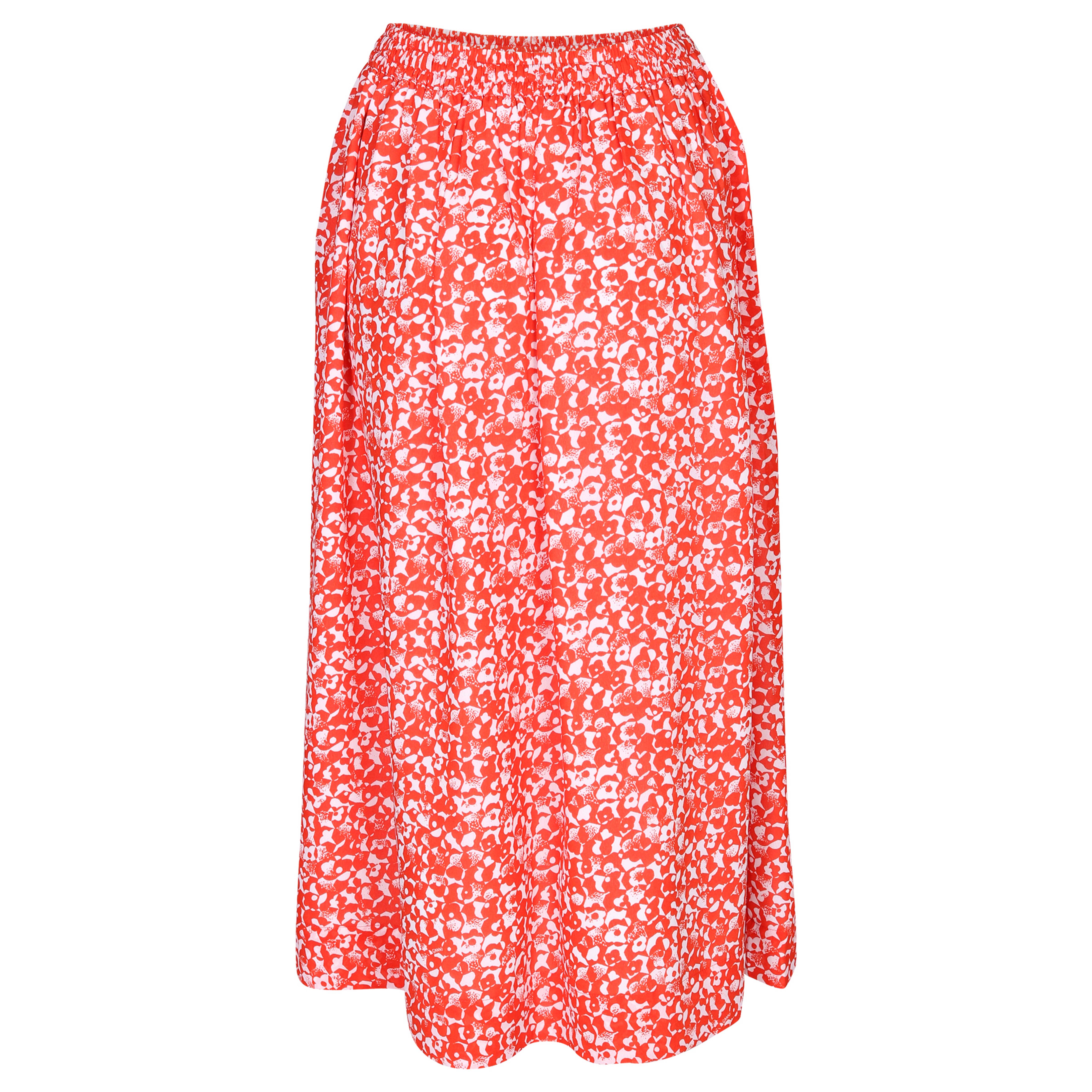 Ganni Printed Light Crepe Maxi Skirt in Mini Floral Orangedot 40