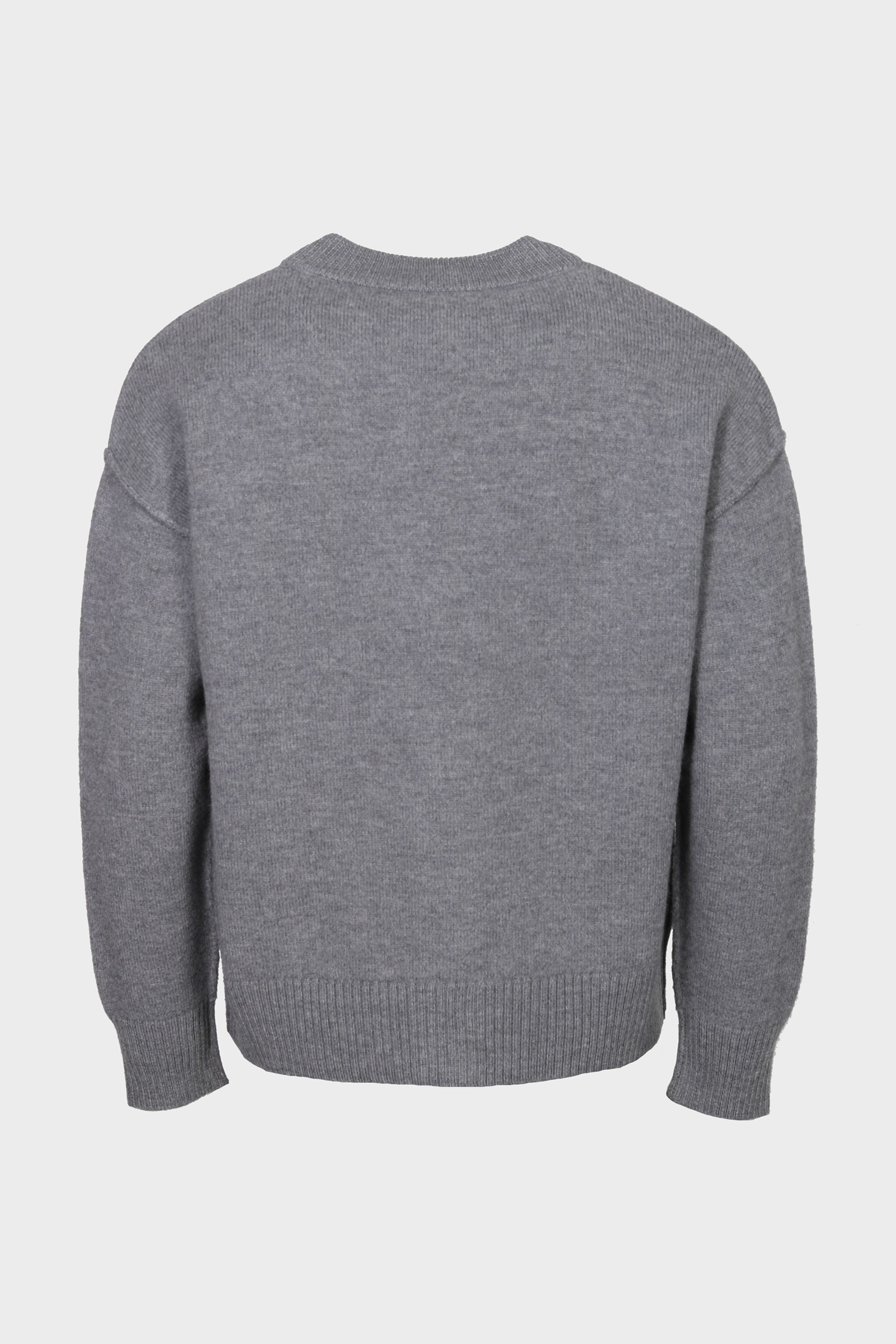 AMI PARIS de Coeur Heavy Knit Cardigan in Heather Ash Grey / Black
