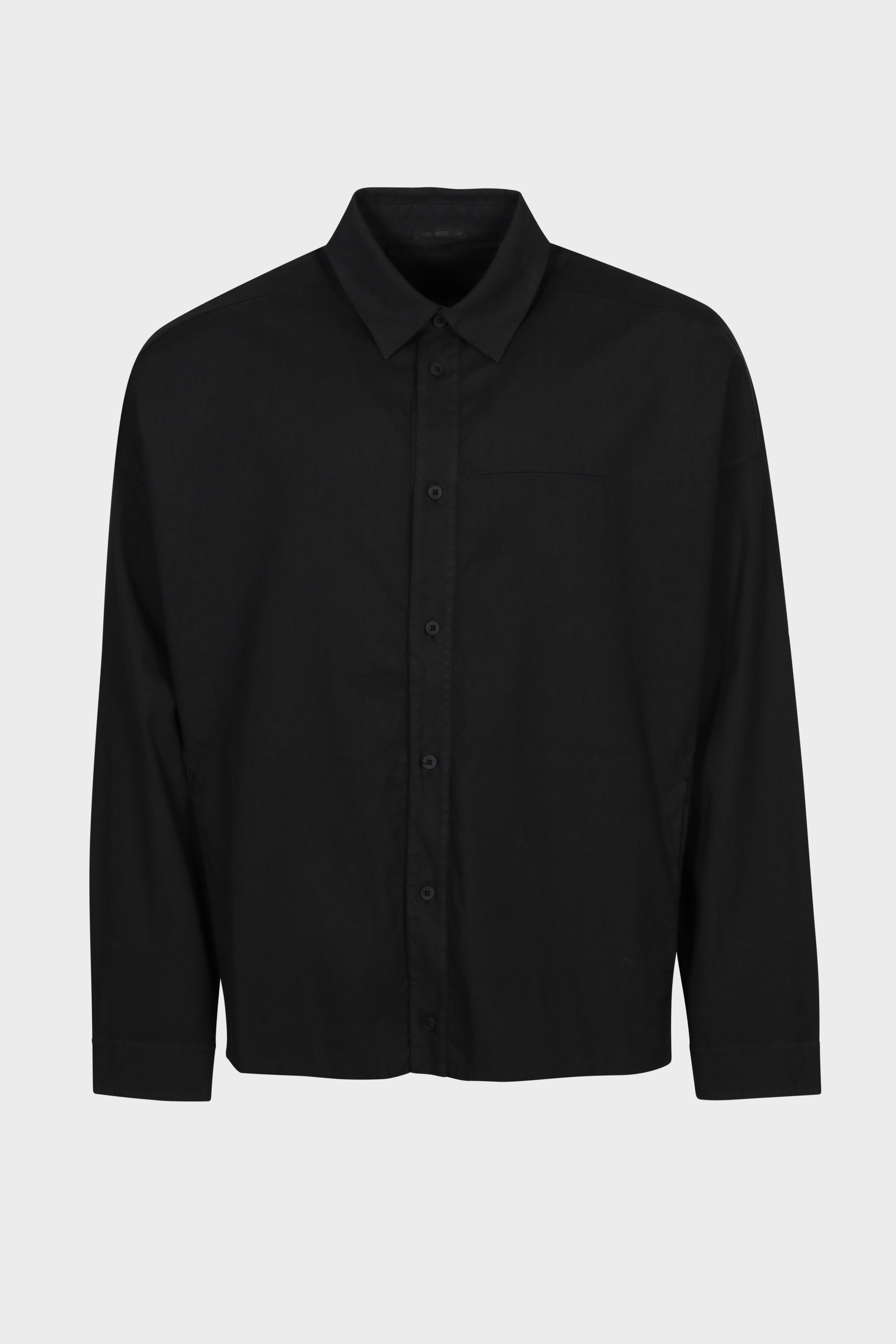 TRANSIT UOMO Ghost Cotton Linen Stretch Shirt in Black TRANSIT UOMO Ghost Cotton Linen Stretch Shirt in Black