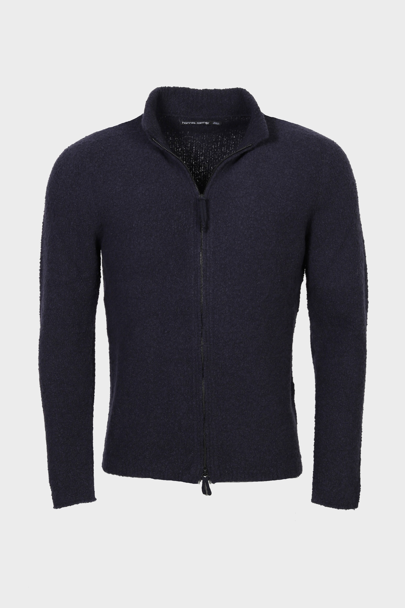 HANNES ROETHER Fluffy Knit Jacket in Navy