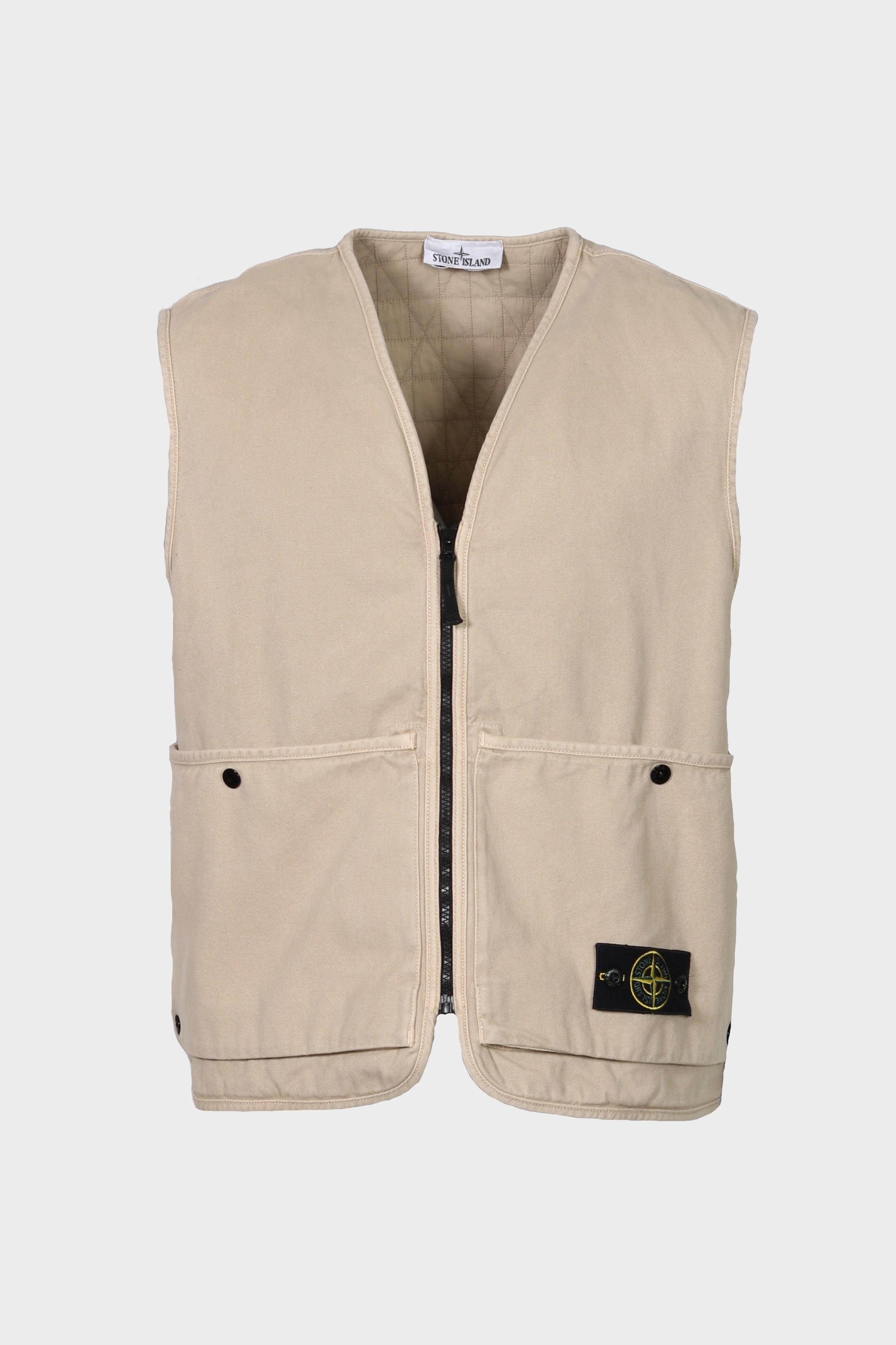 STONE ISLAND Cotton Canvas Vest in Washed Beige