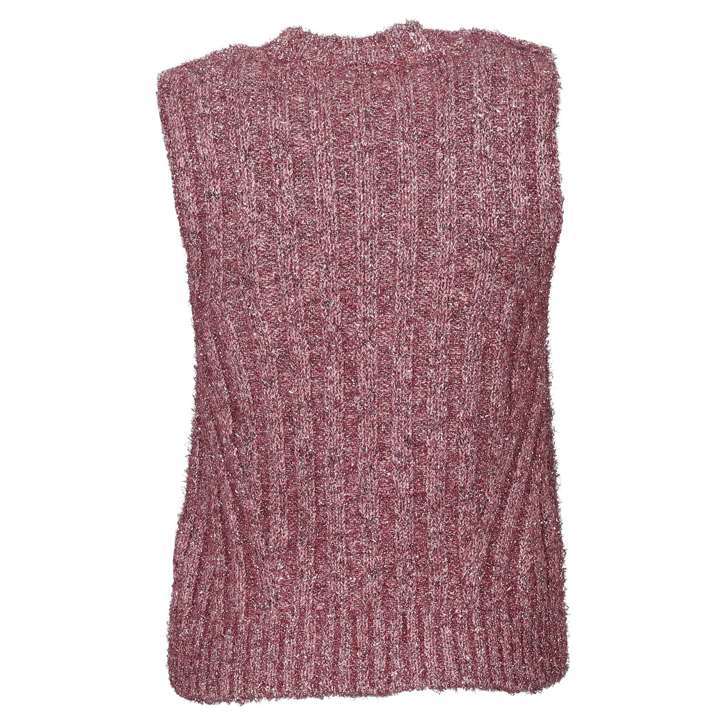 Ganni Chunky Glitter Knit Vest Pink Nectar