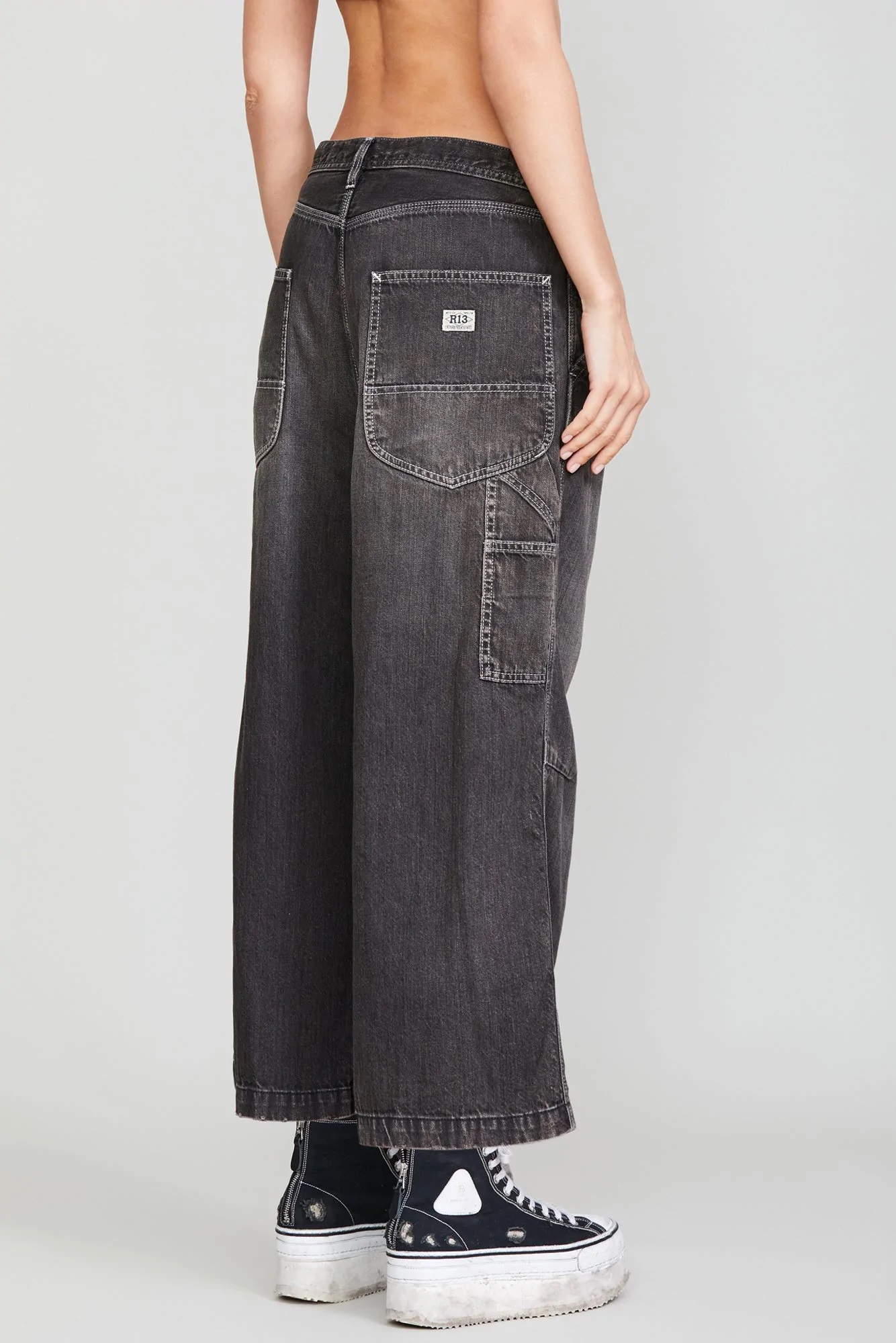 R13 Wideleg Crop in Ellery Black 29