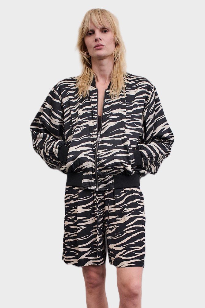LALA BERLIN Reversible Satin Jacket in Tiger Printed L