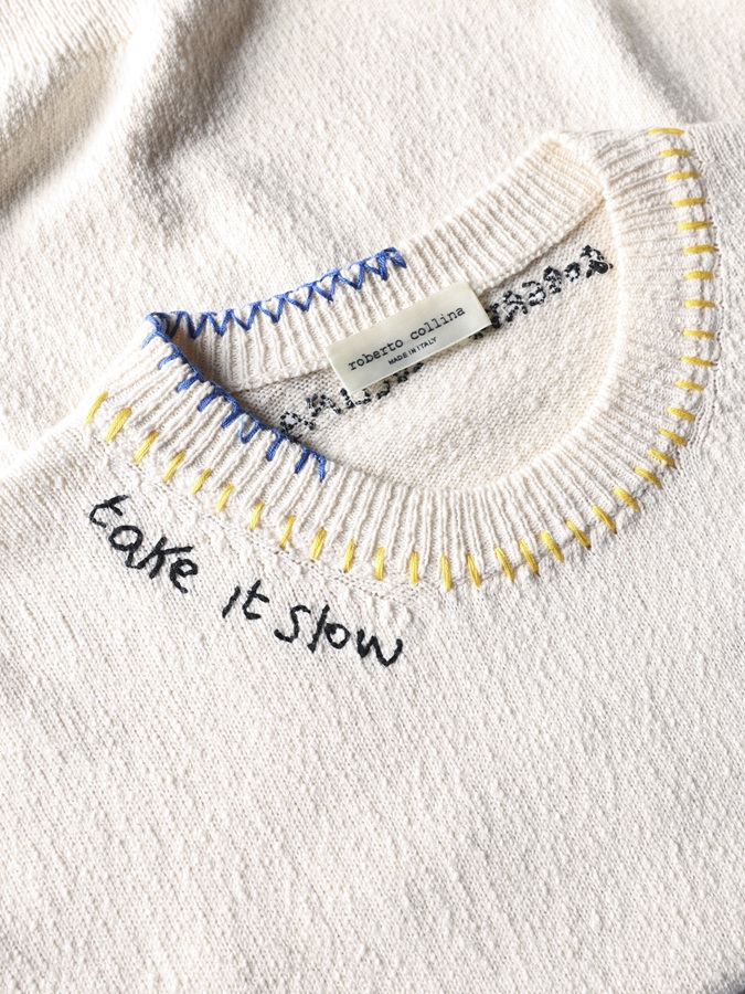 ROBERTO COLLINA Embroidered Sweater Ciao Amore
