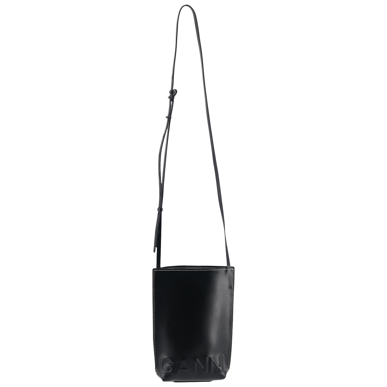 Ganni Recycled Leather Small Crossbody Bag in Black