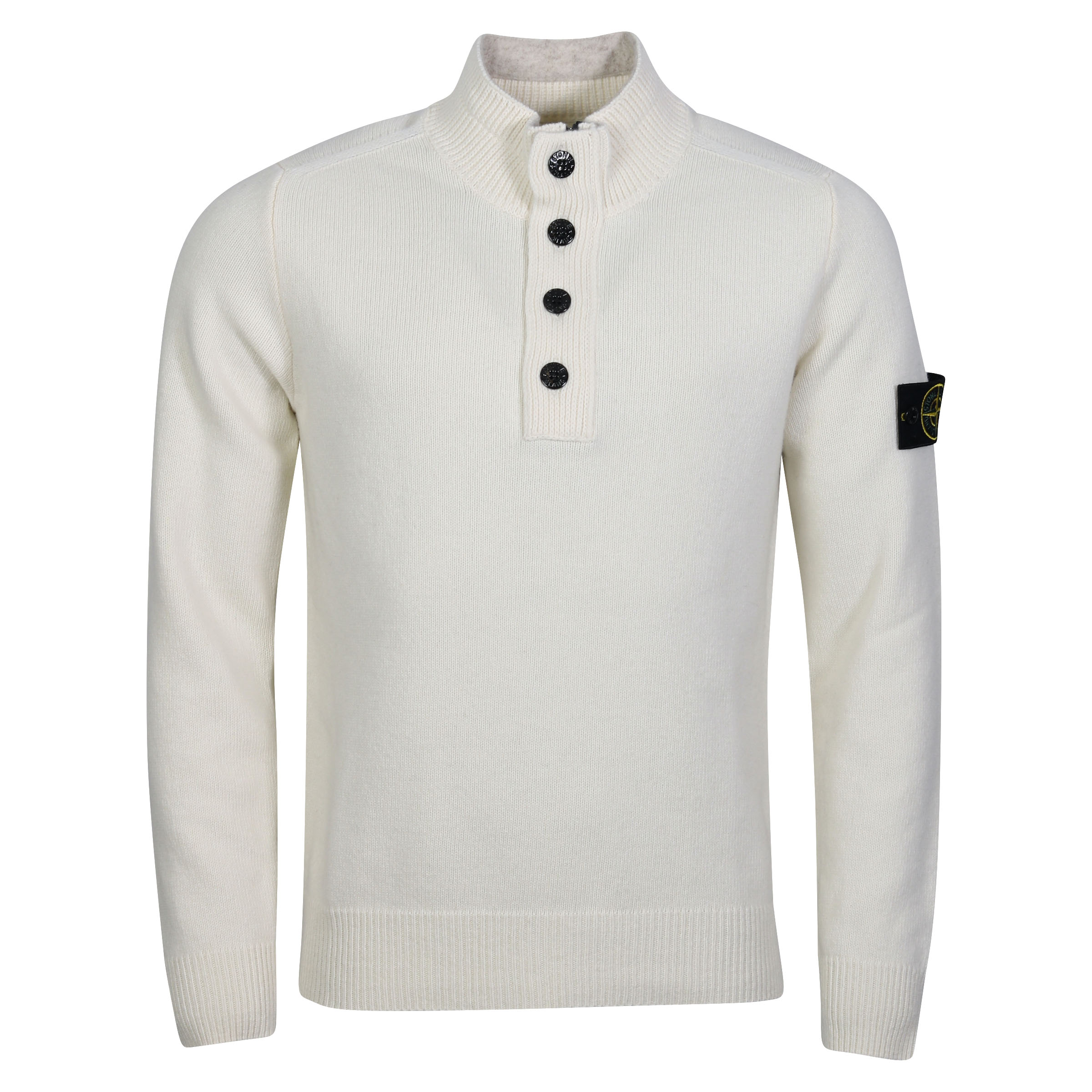 Stone Island Zip/Button Knit Troyer Off White
