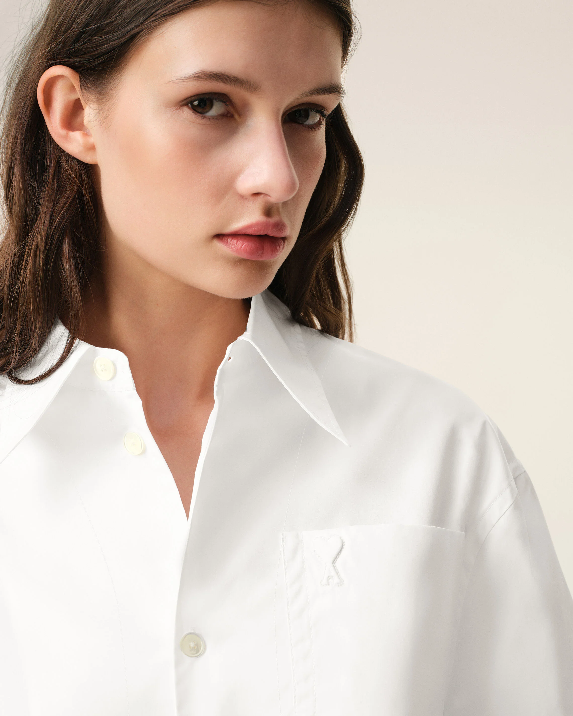 AMI PARIS de Coeur Oversize Embossed Shirt in White