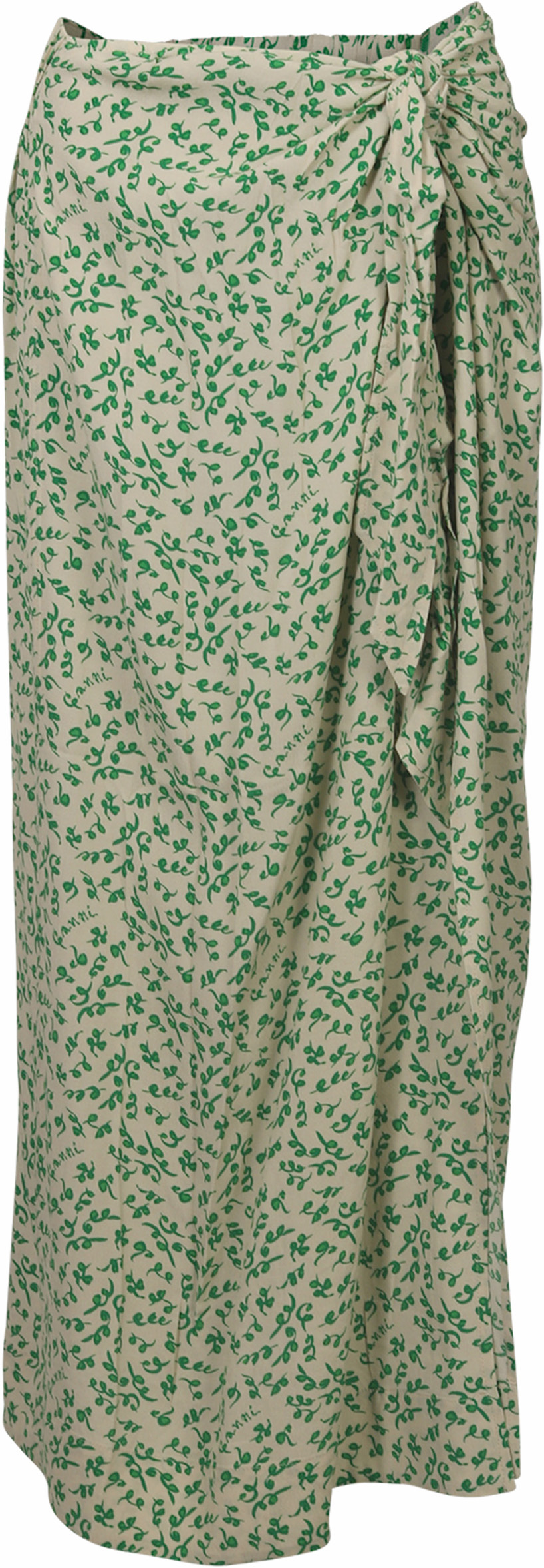 Ganni Long Skirt Ecru/Green Printed