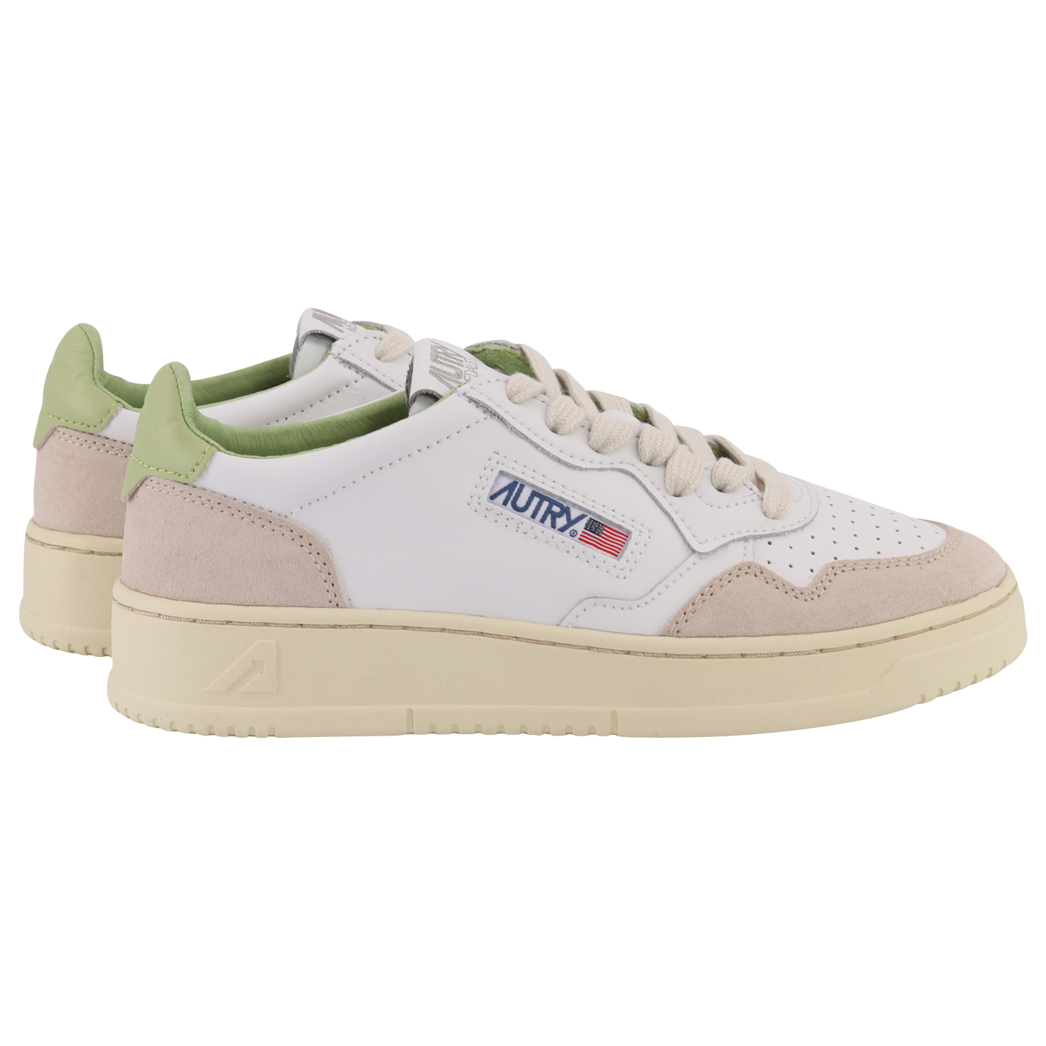 Autry Action Shoes Vintage Suede White/Light Green