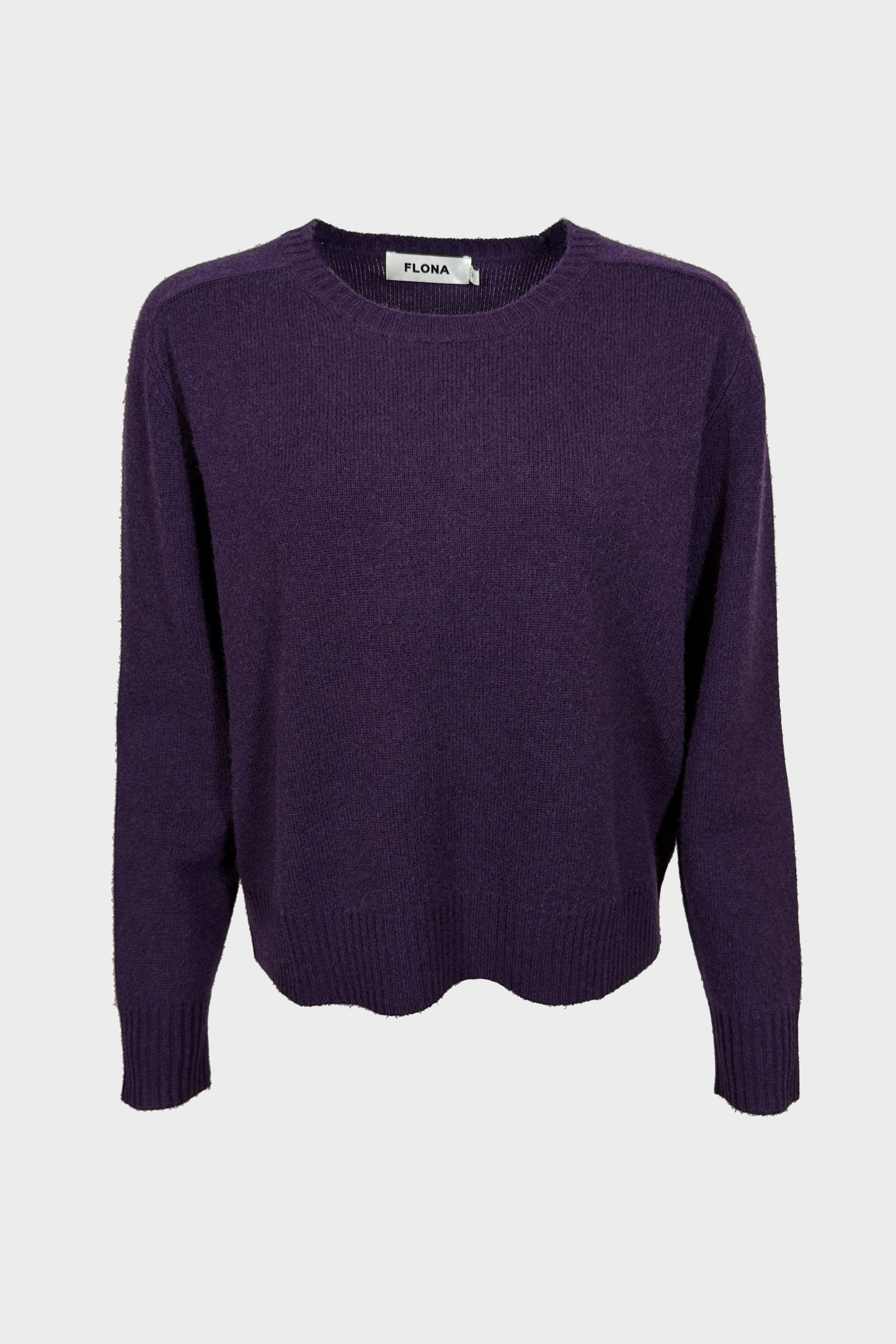 FLONA Cropped Cashmere Sweater in Plum
