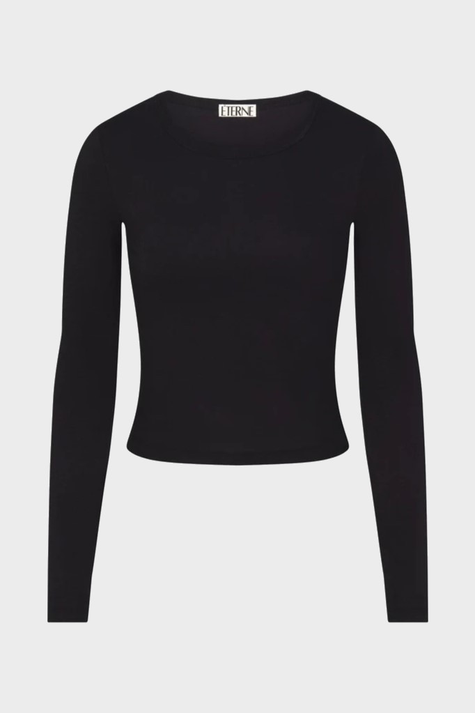 ÉTERNE Long Sleeve Baby Tee in Black M