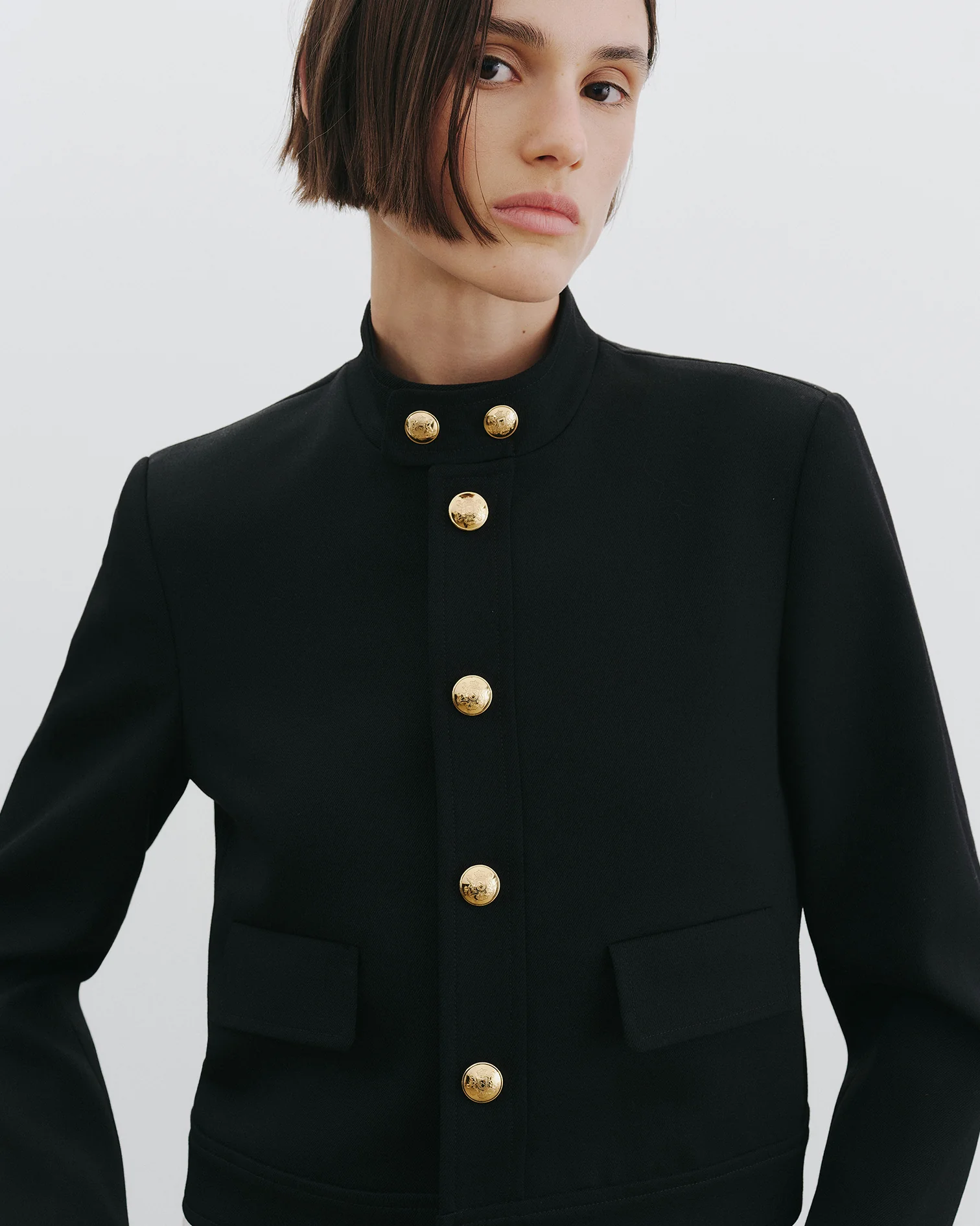NILI LOTAN Hadley Cropped Wool Jacket in Black