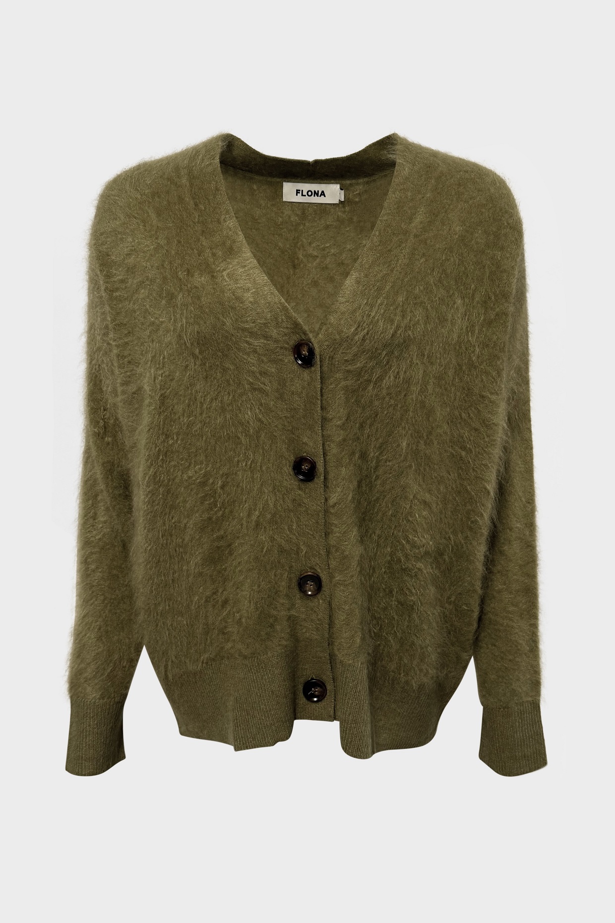 FLONA Oversize Brushed Cashmere Cardigan in Forest