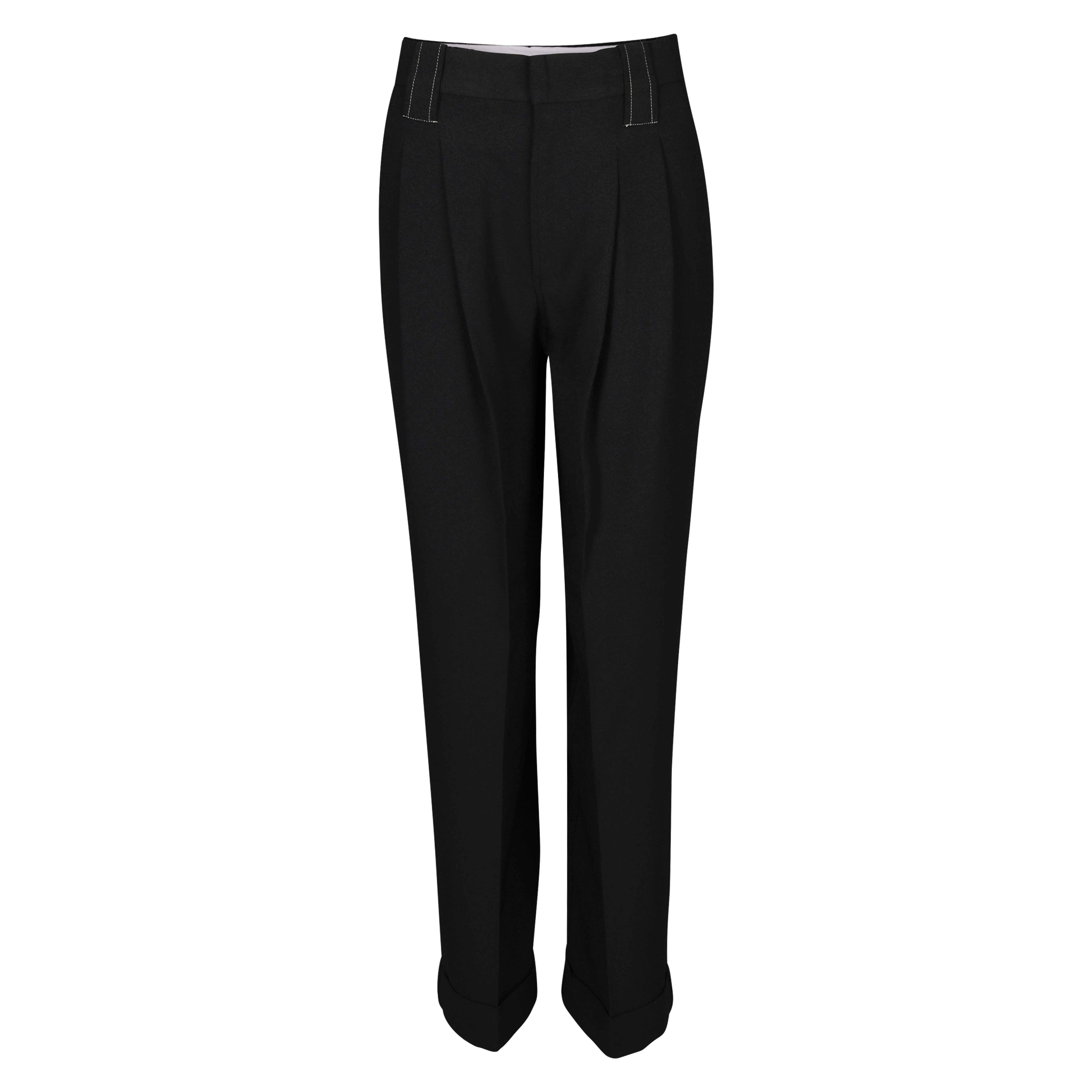 Ganni Loose Fit Mid Waist Pant in Black Heavy Crepe