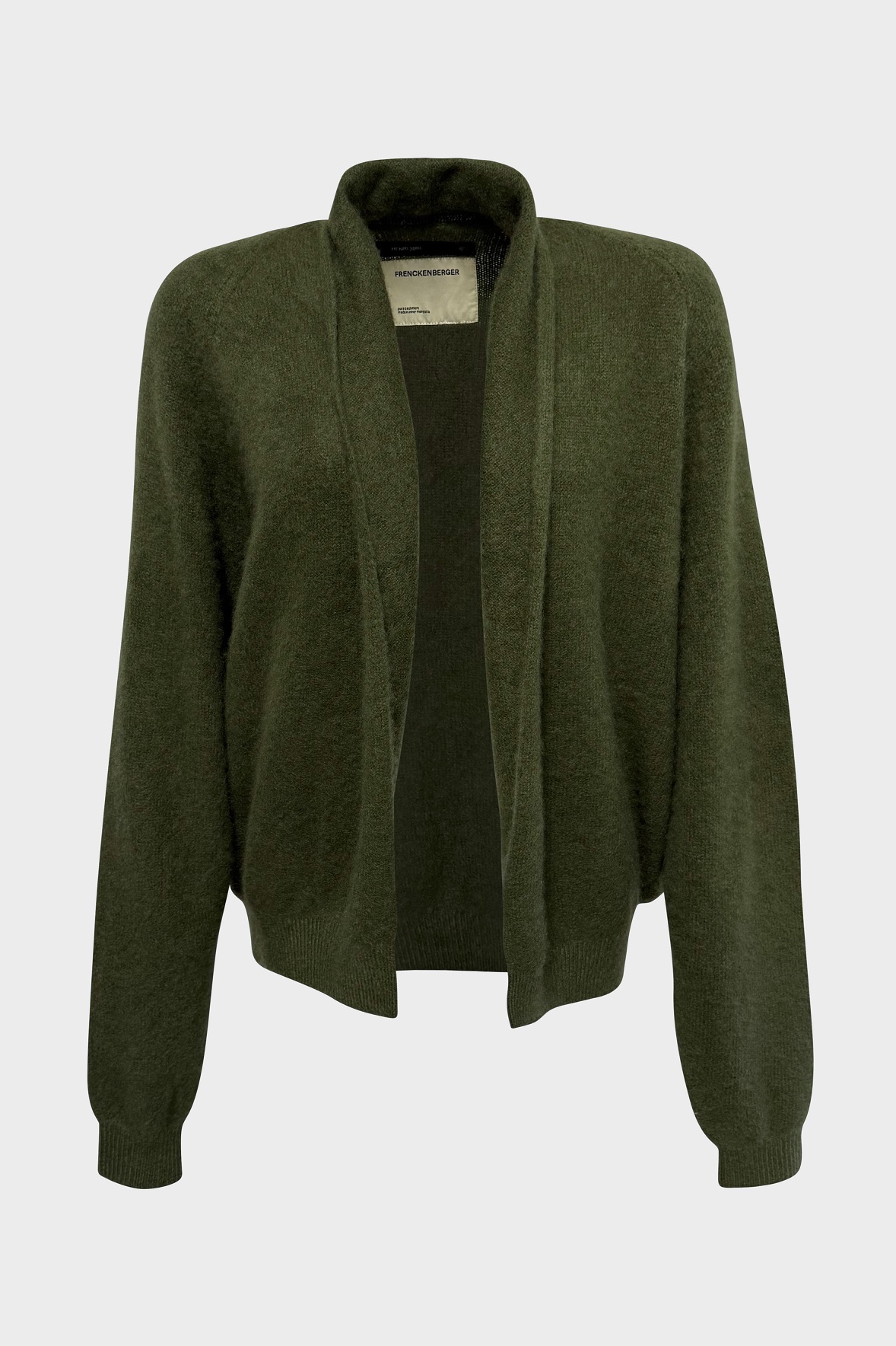 FRENCKENBERGER Fluffy Short Cashmere Cardigan in Mountain Green M