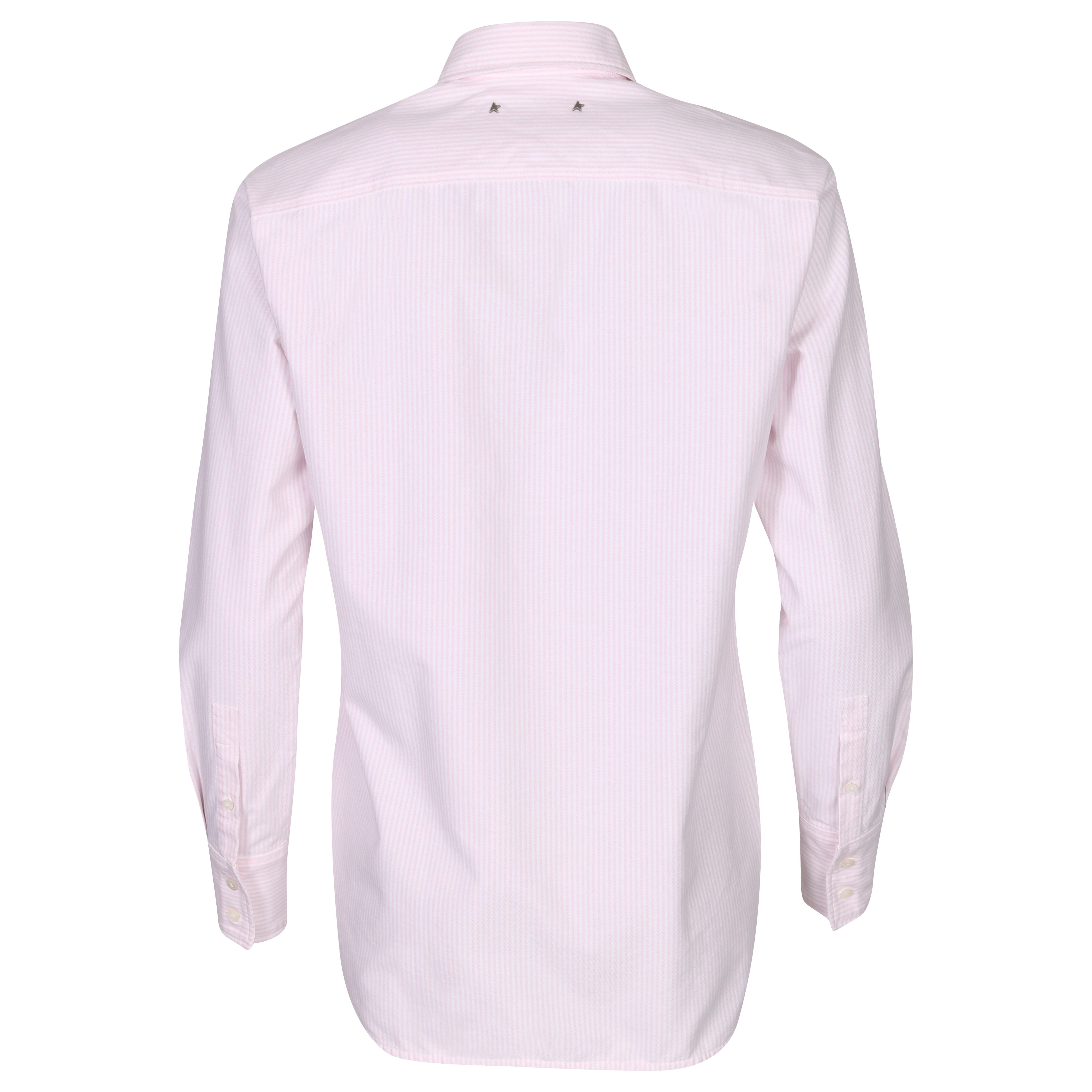 Golden Goose Journey Shirt Boyfriend Striped Oxford Cotton Pink/White L