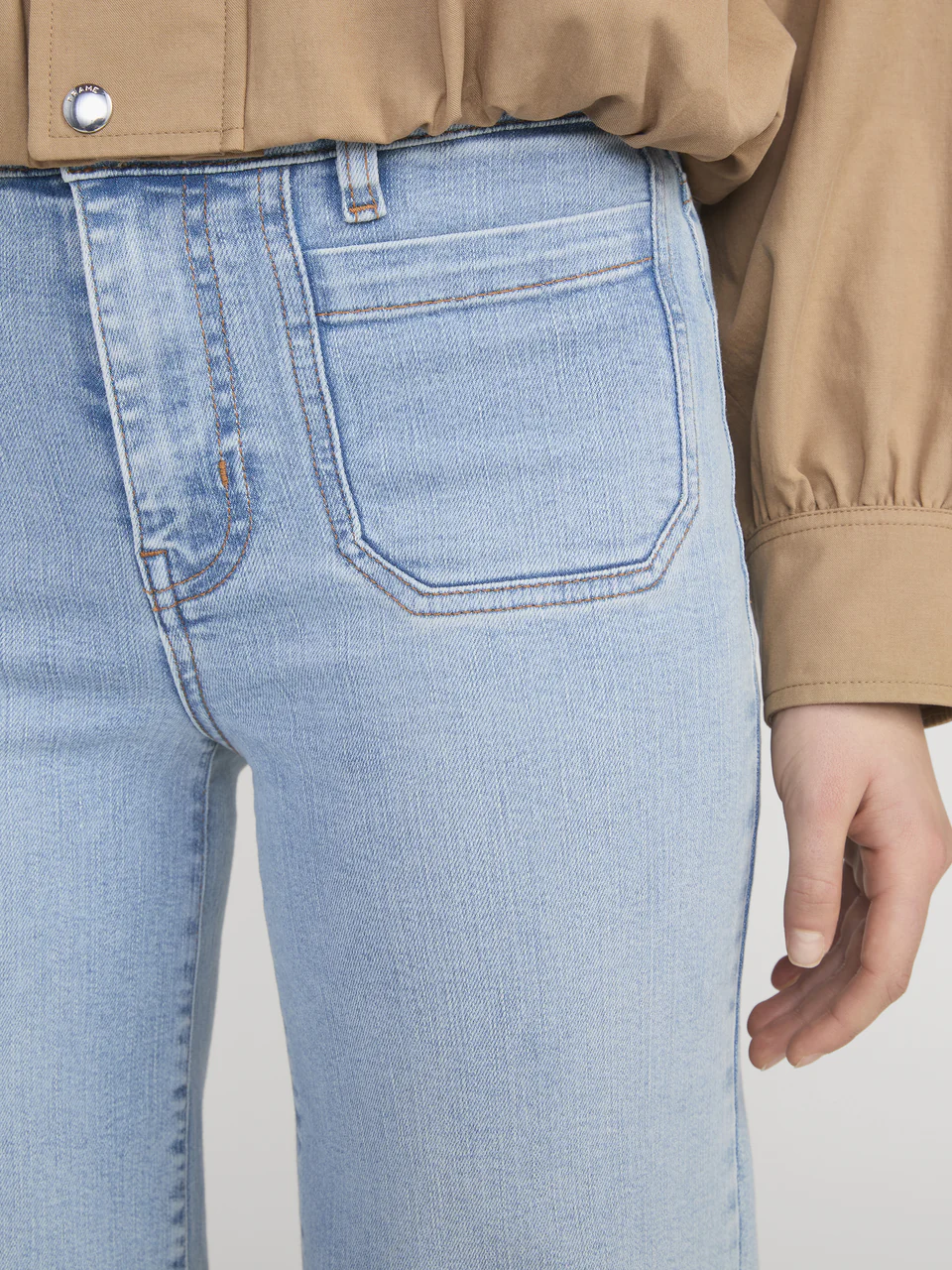 FRAME Le Slim Palazzo Modernist Pocket Jeans in Tribute Wash