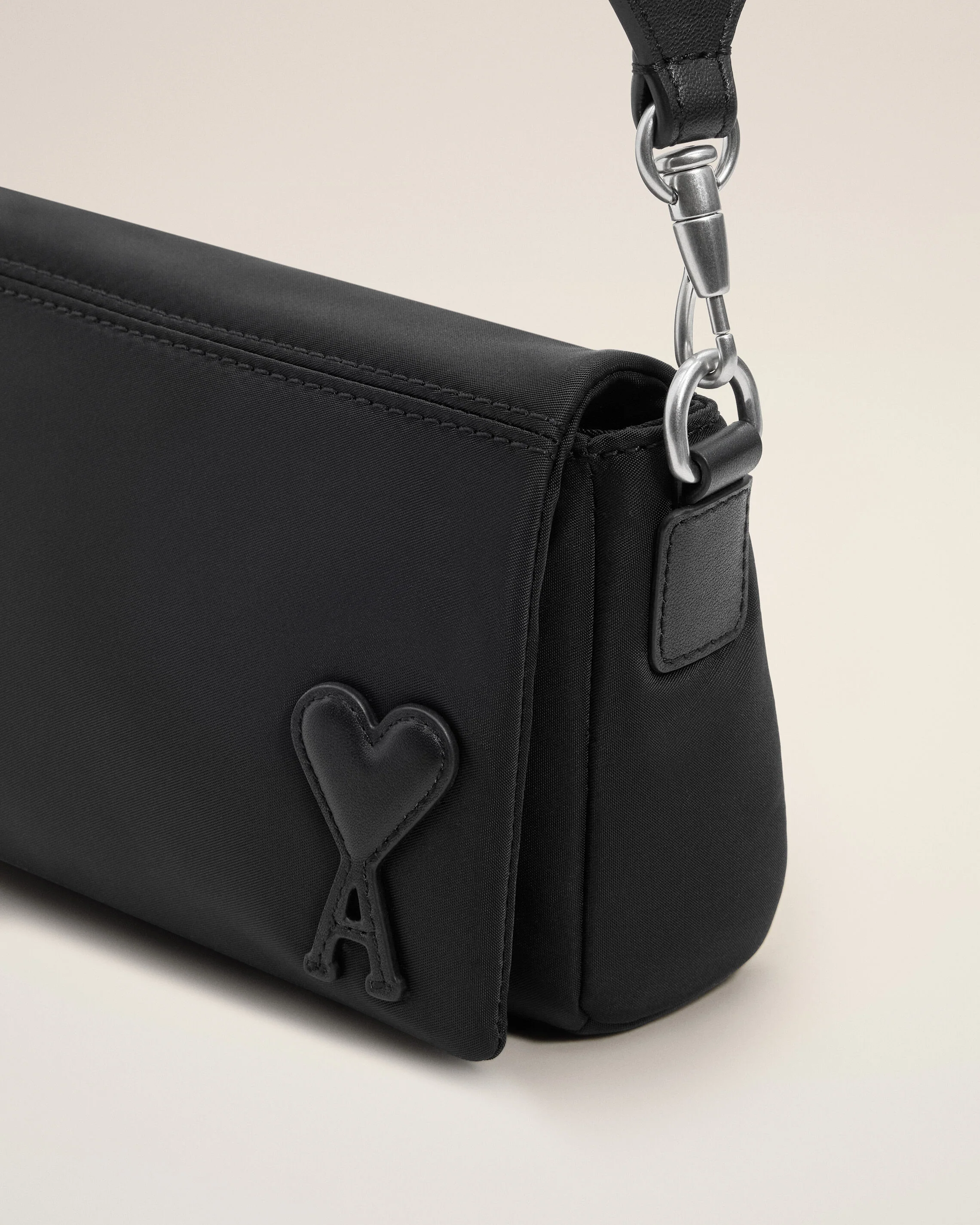 AMI PARIS Marcel Lunch Box Crossbody/Shoulder Nylon Bag in Black