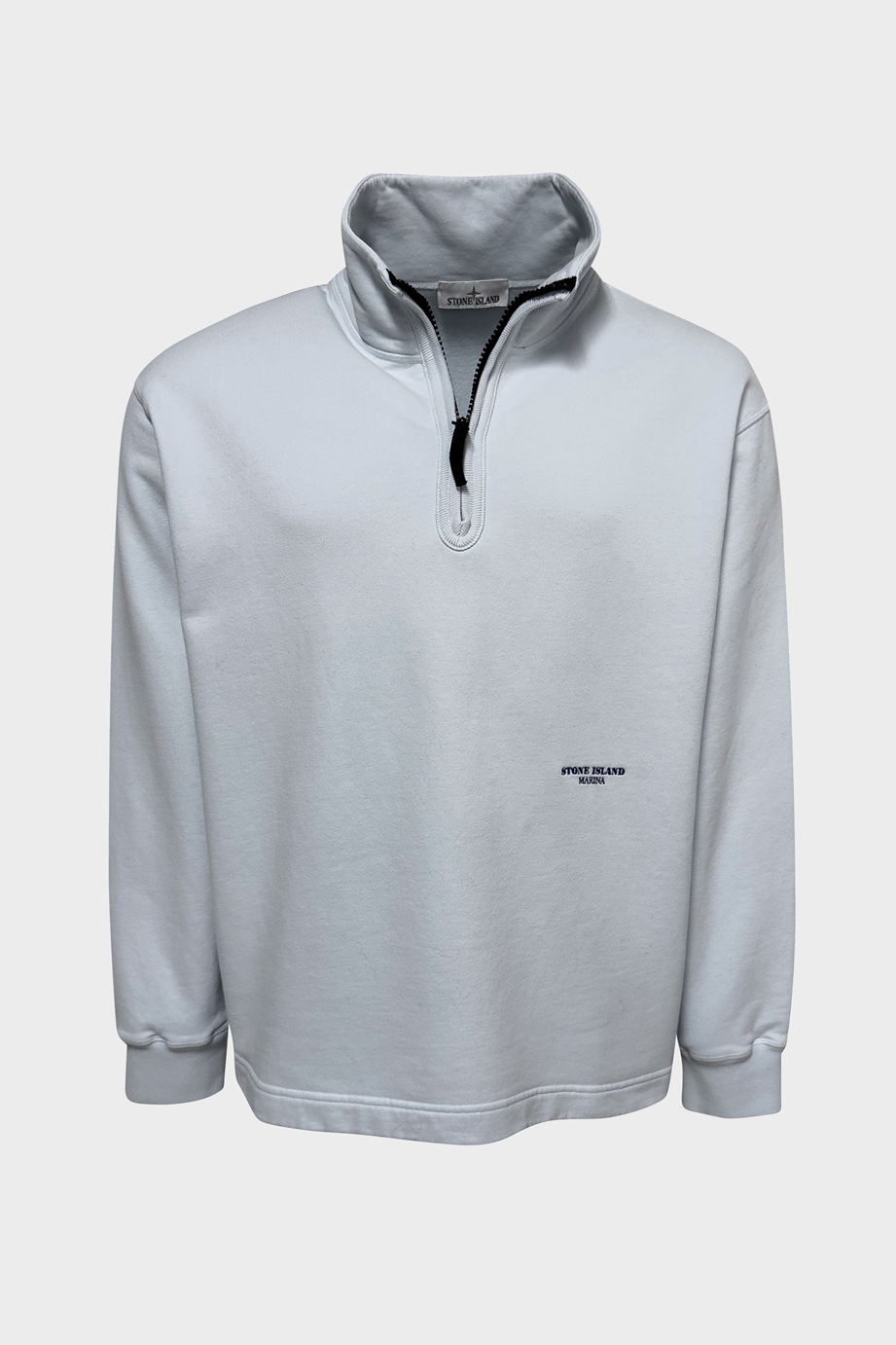 STONE ISLAND MARINA Half Zip Sweatshirt in Light Blue