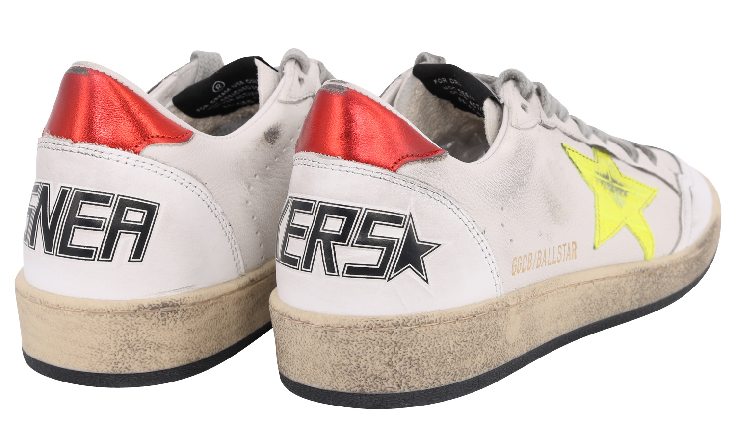 Golden Goose Ballstar White Yellow Star Fluo Red
