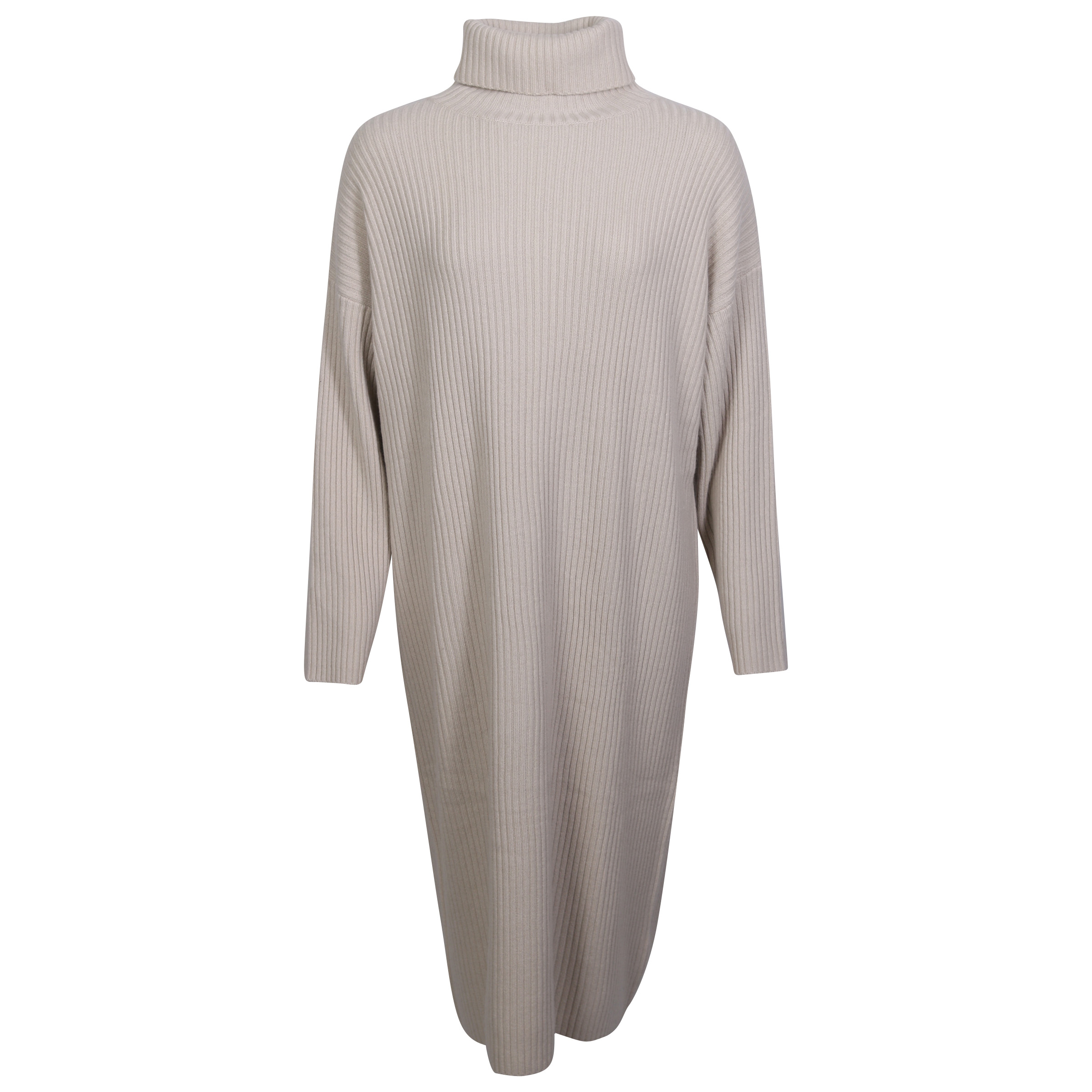 Flona Rib Turtle Neck Dress in Sand