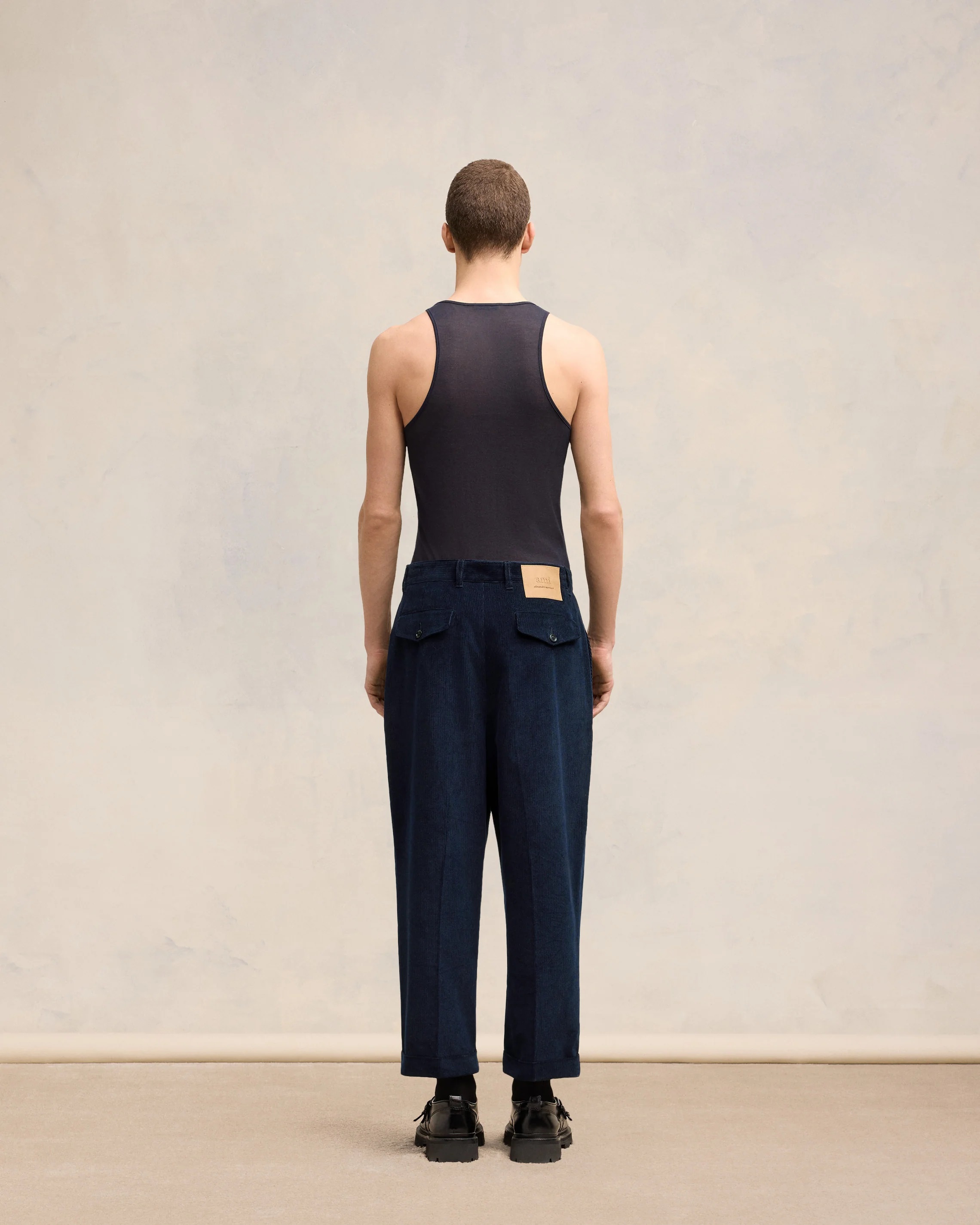 AMI PARIS Corduroy Carrot Oversized Trouser in Navy Blue XXL