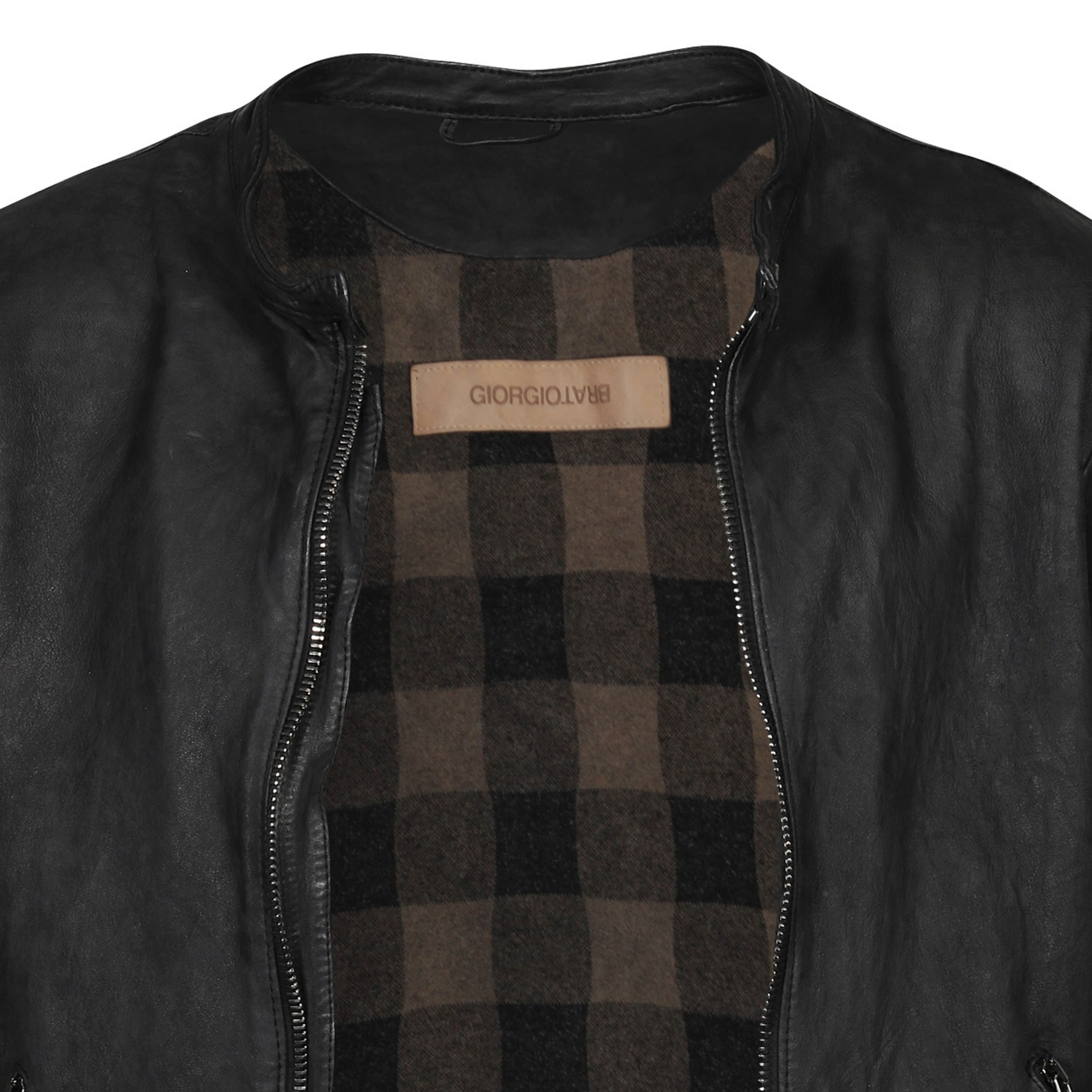 Giorgio Brato Leather Jacket Washed Black 48