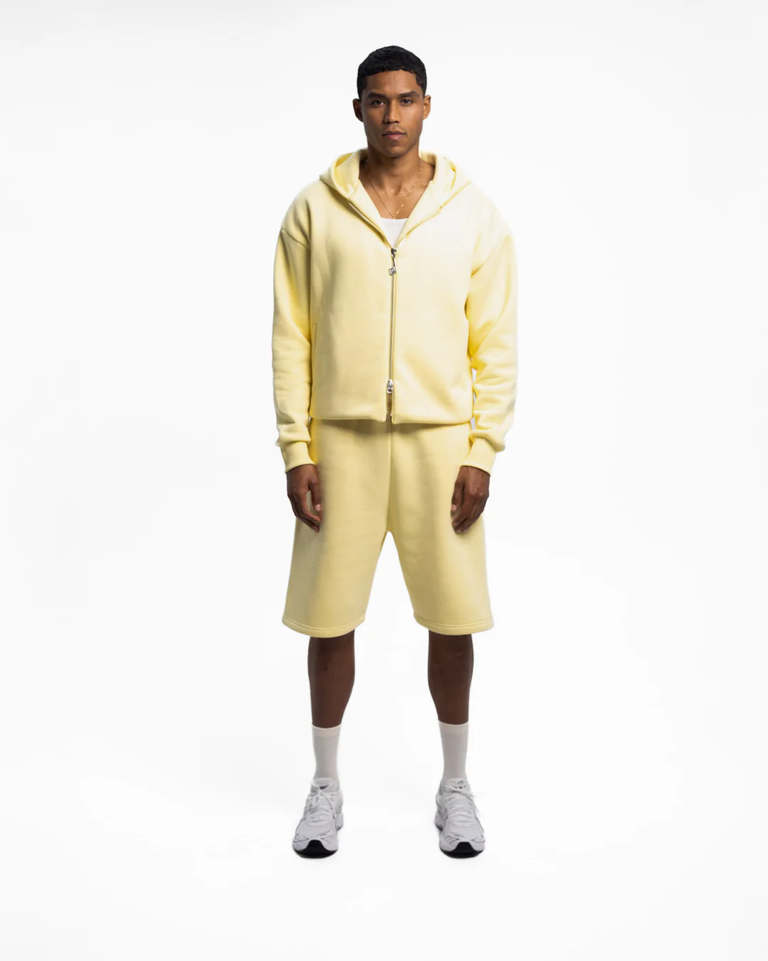 PERPLEX Two Way Zip Hoodie in Butter