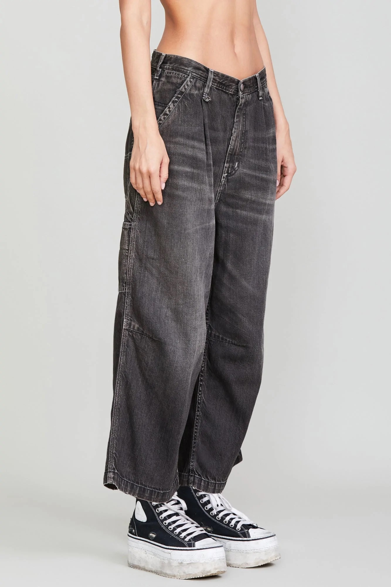 R13 Wideleg Crop in Ellery Black 29