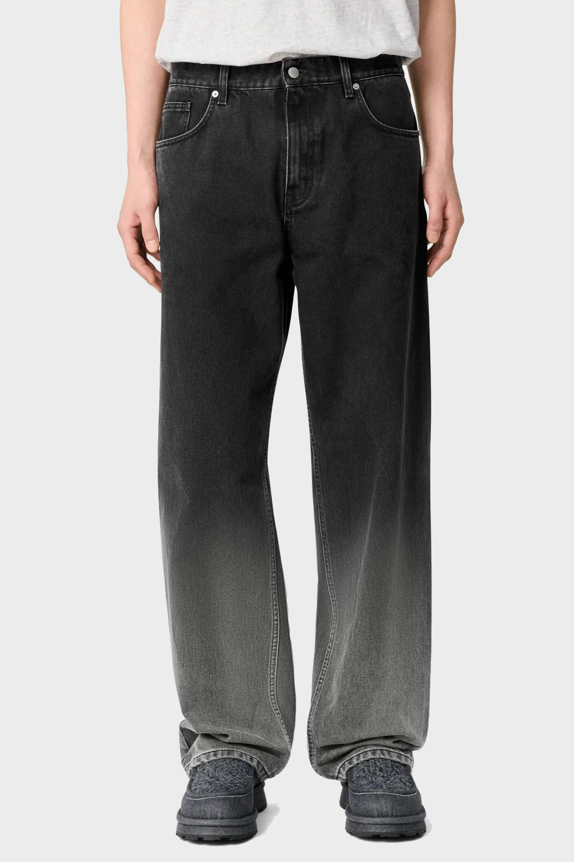 AXEL ARIGATO Loose Fit Fade Jeans in Dark Grey