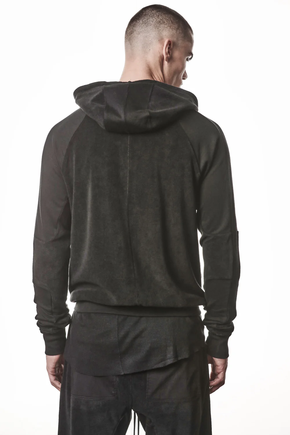 THOM KROM Terry Zip Hoodie in Black