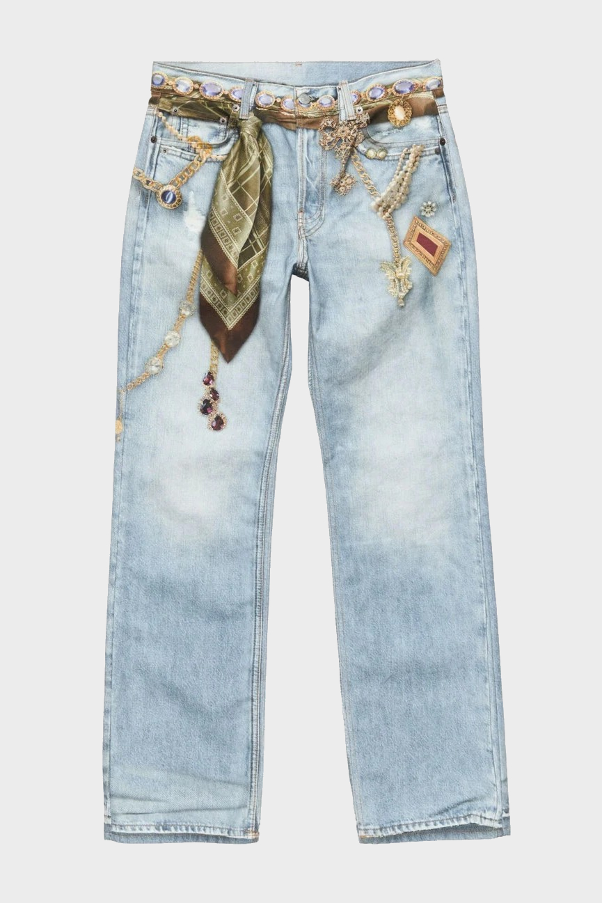 ACNE STUDIOS Jewelry Printed Jeans Regular Lenght