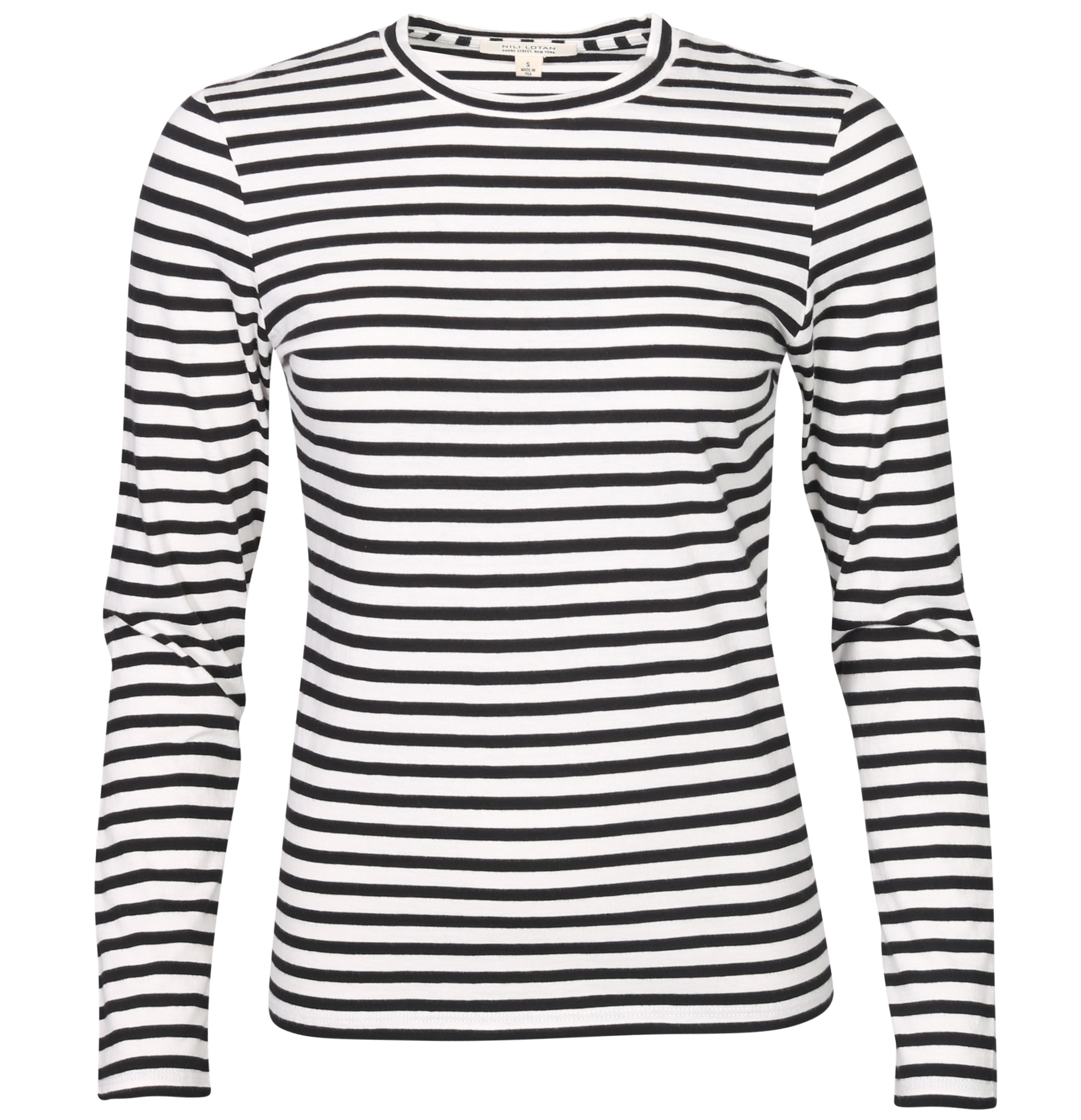 NILI LOTAN Susana Longsleeve in Black/White Stripe