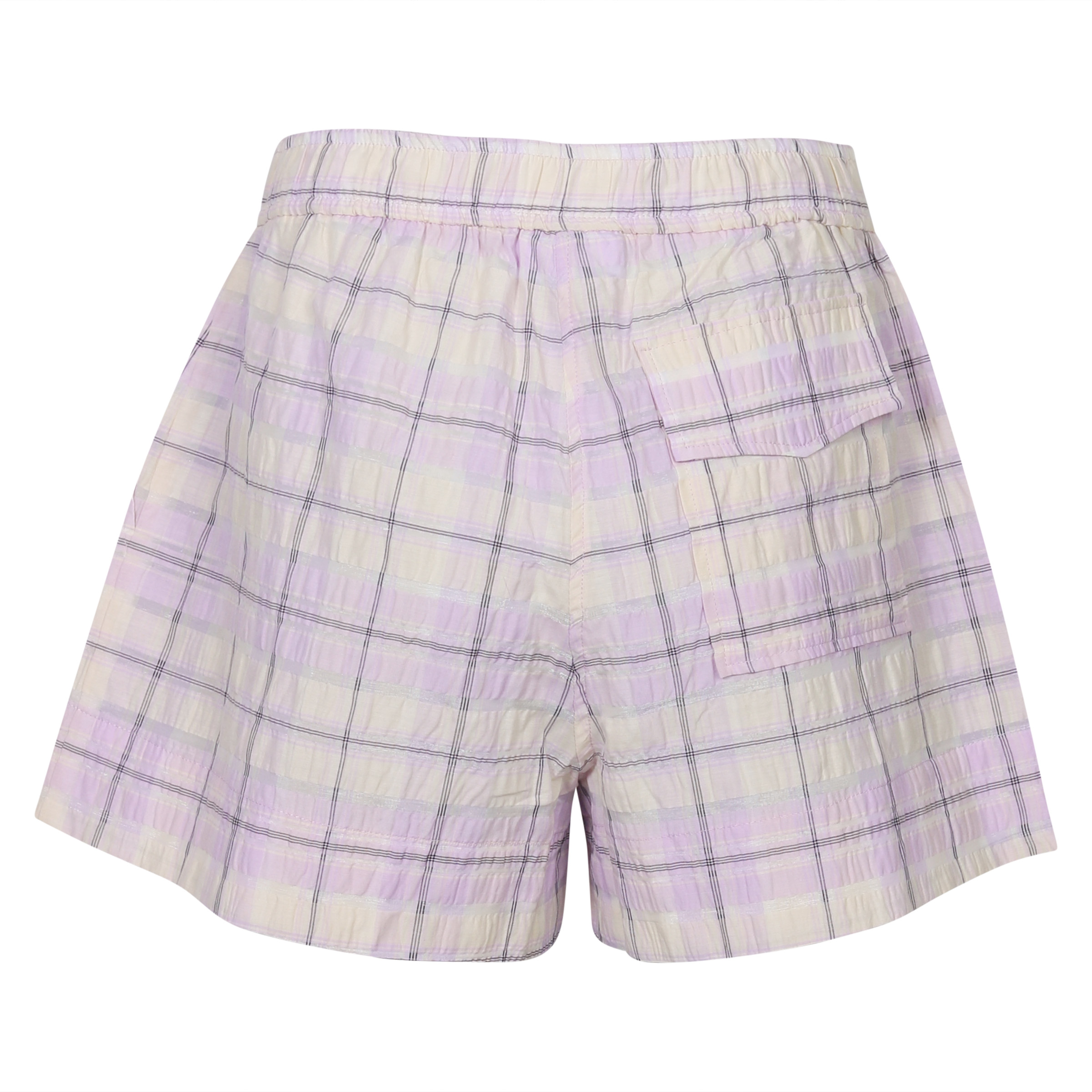 Ganni Seersucker Check Shorts Orchid Bloom