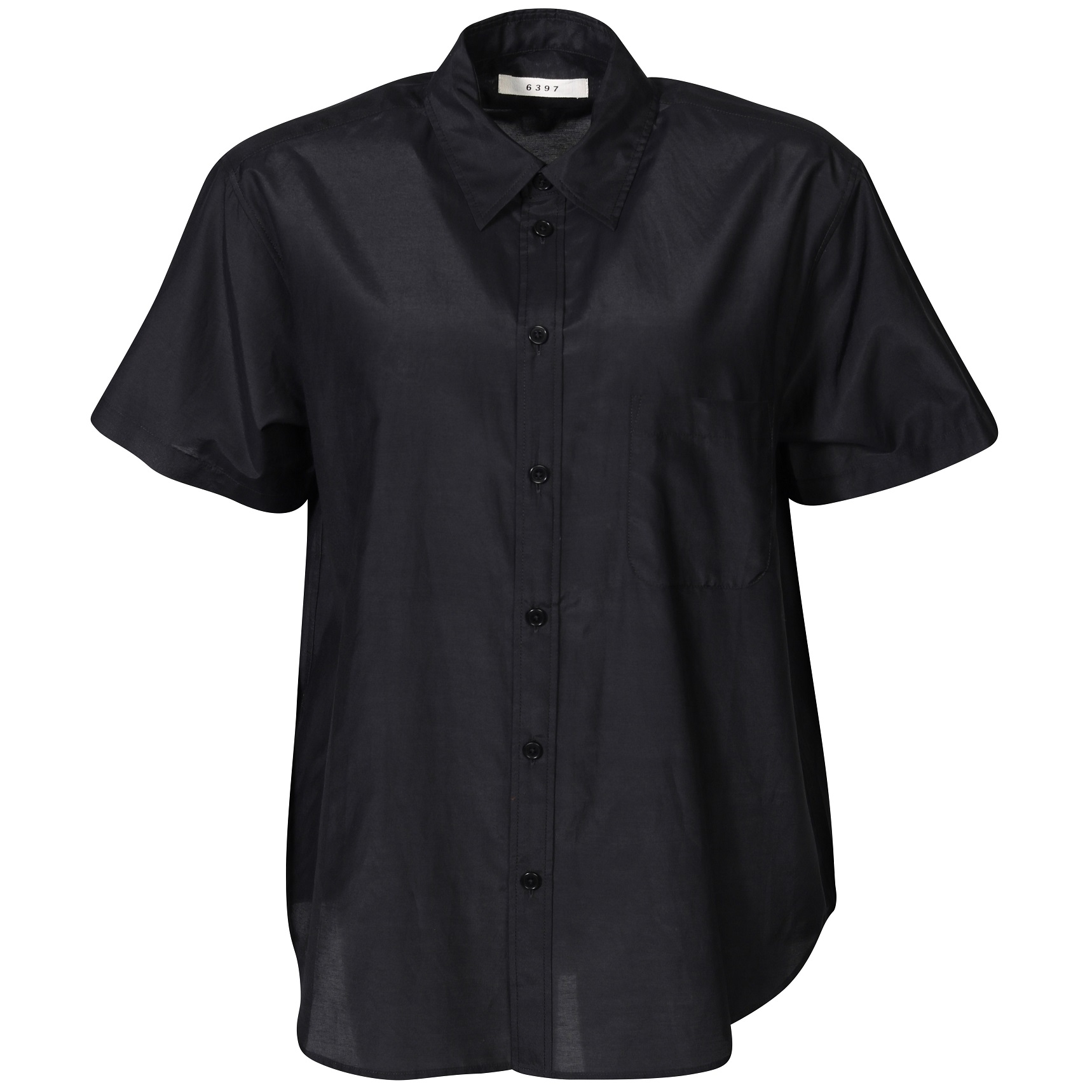 6397 S/S Cotton Silk Shirt in Black