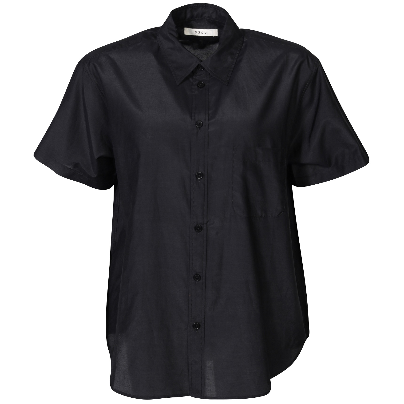 6397 S/S Cotton Silk Shirt in Black S