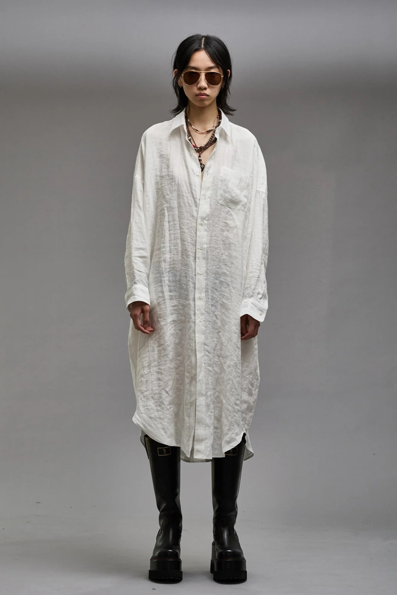 R13 Jumbo Shirt Dress in White