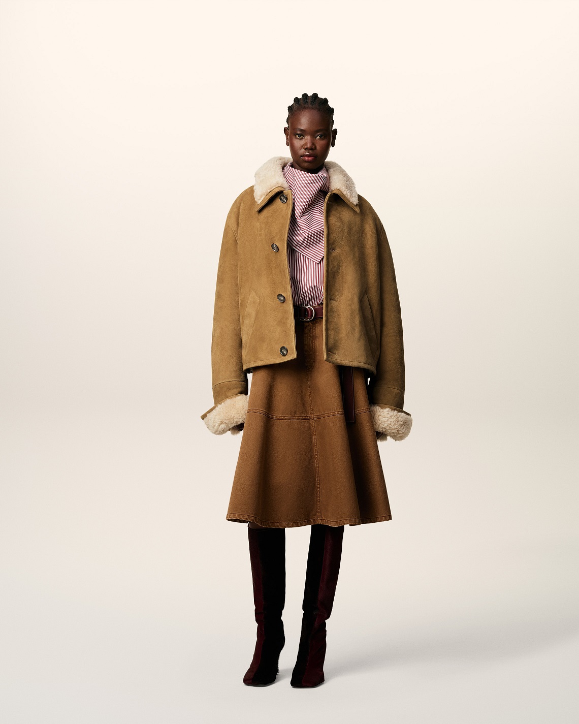 AMI PARIS Shearling Jacket in Camel