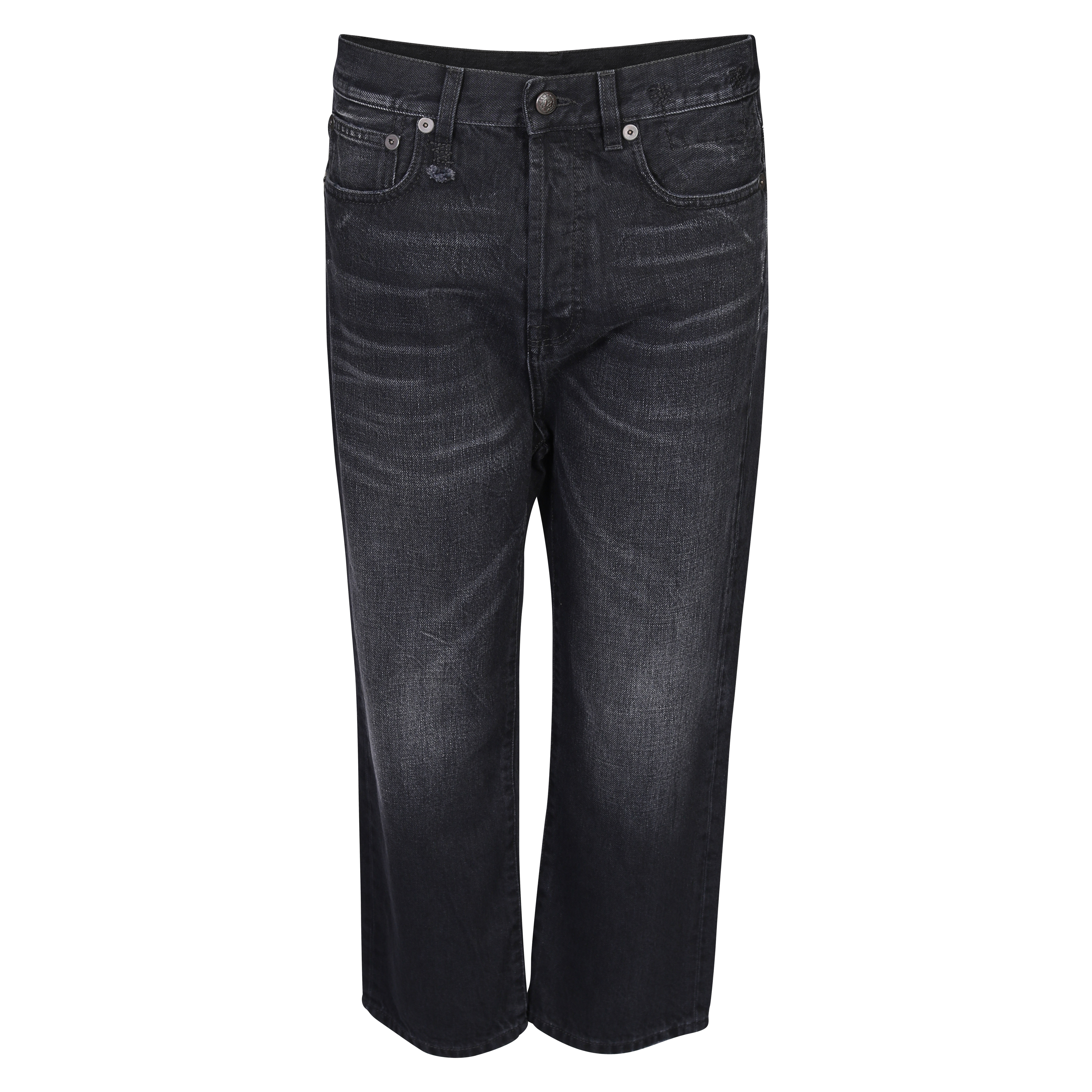 R13 Tailored Drop Jeans in Jake Black Washing