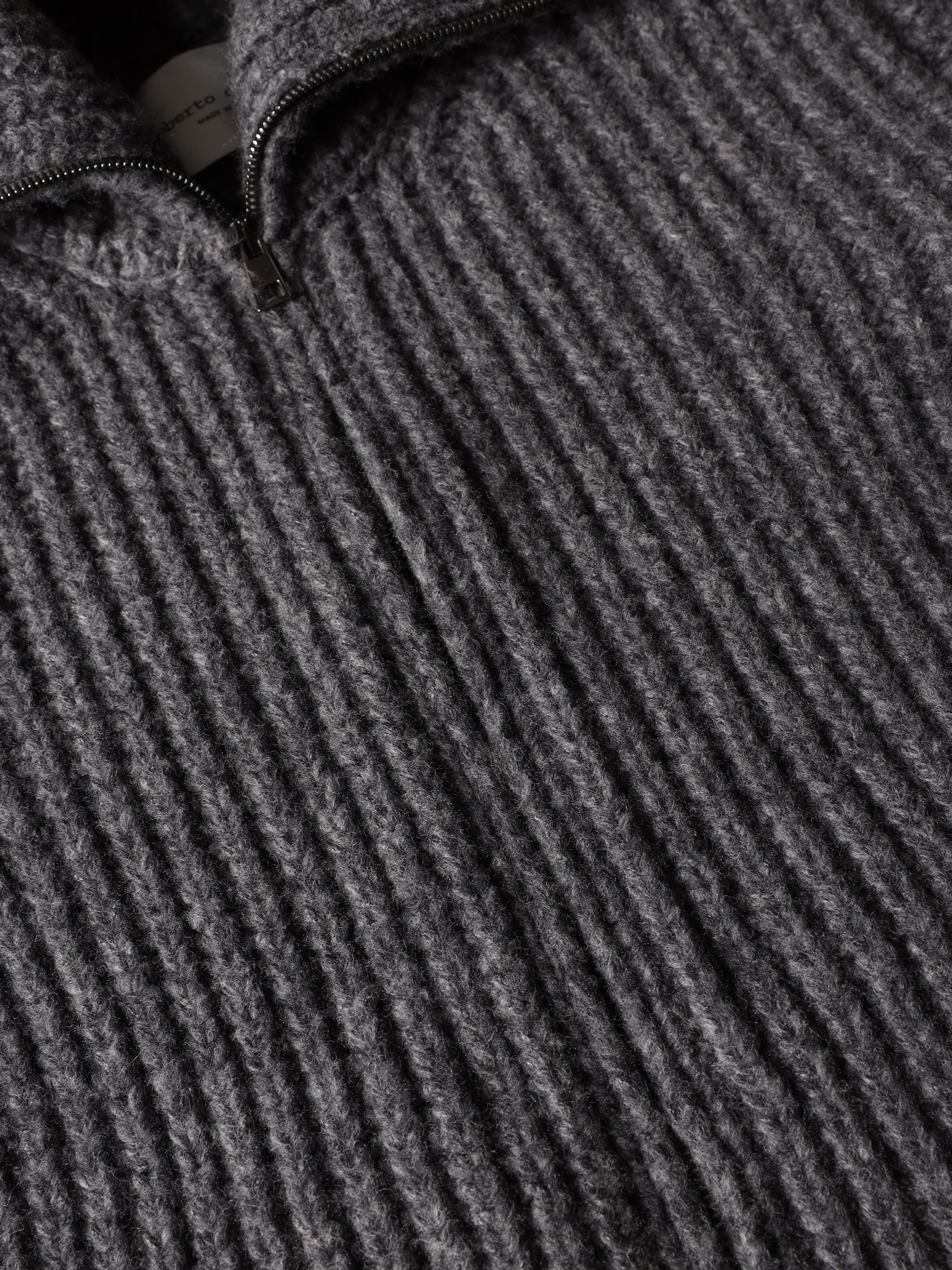 ROBERTO COLLINA Knit Zip Cardigan in Grey Melange