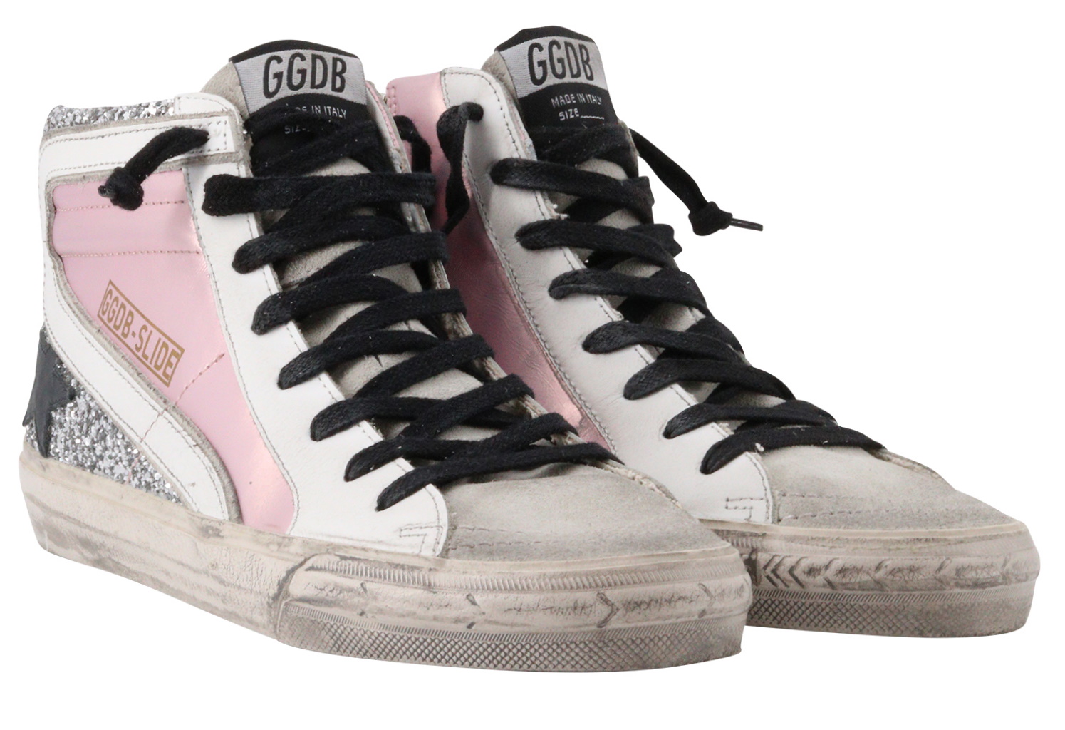 Golden Goose Slide Laminated And Glitter Upper Leather Star And Wave 38