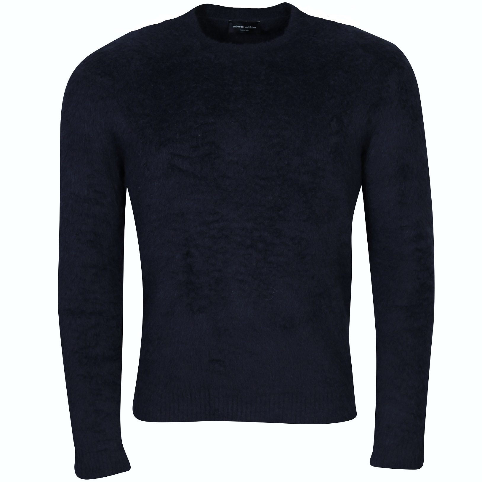 ROBERTO COLLINA Fluffy Cotton Knit Pullover in Navy ROBERTO COLLINA Fluffy Cotton Knit Pullover in Navy