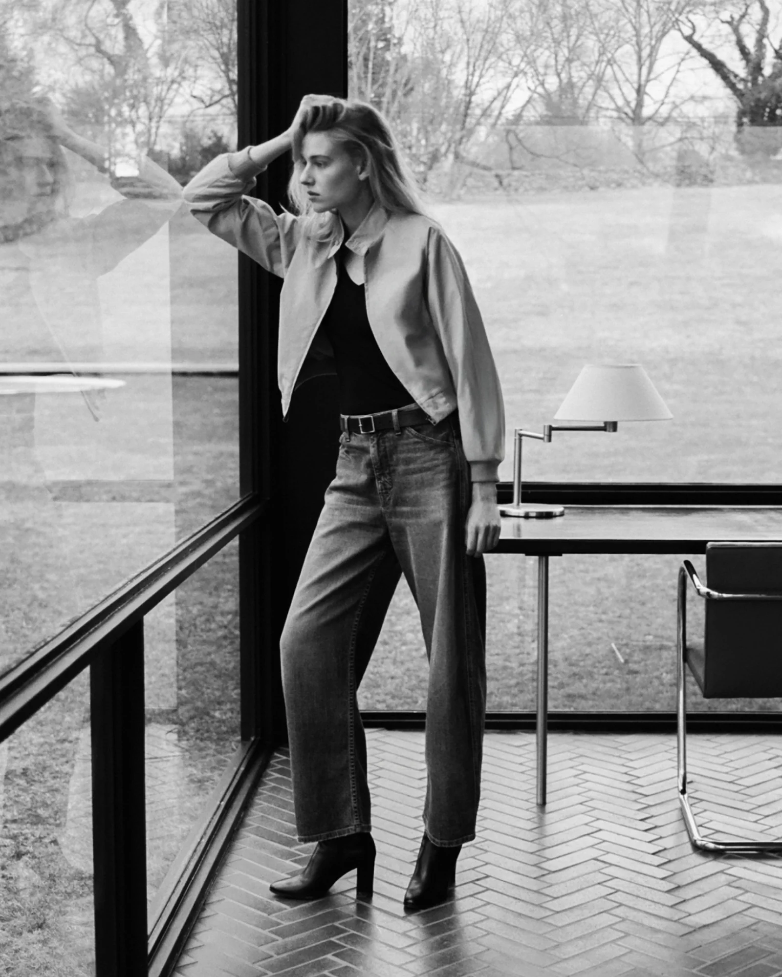 NILI LOTAN Wide Leg Cropped Jeans in Classic Wash