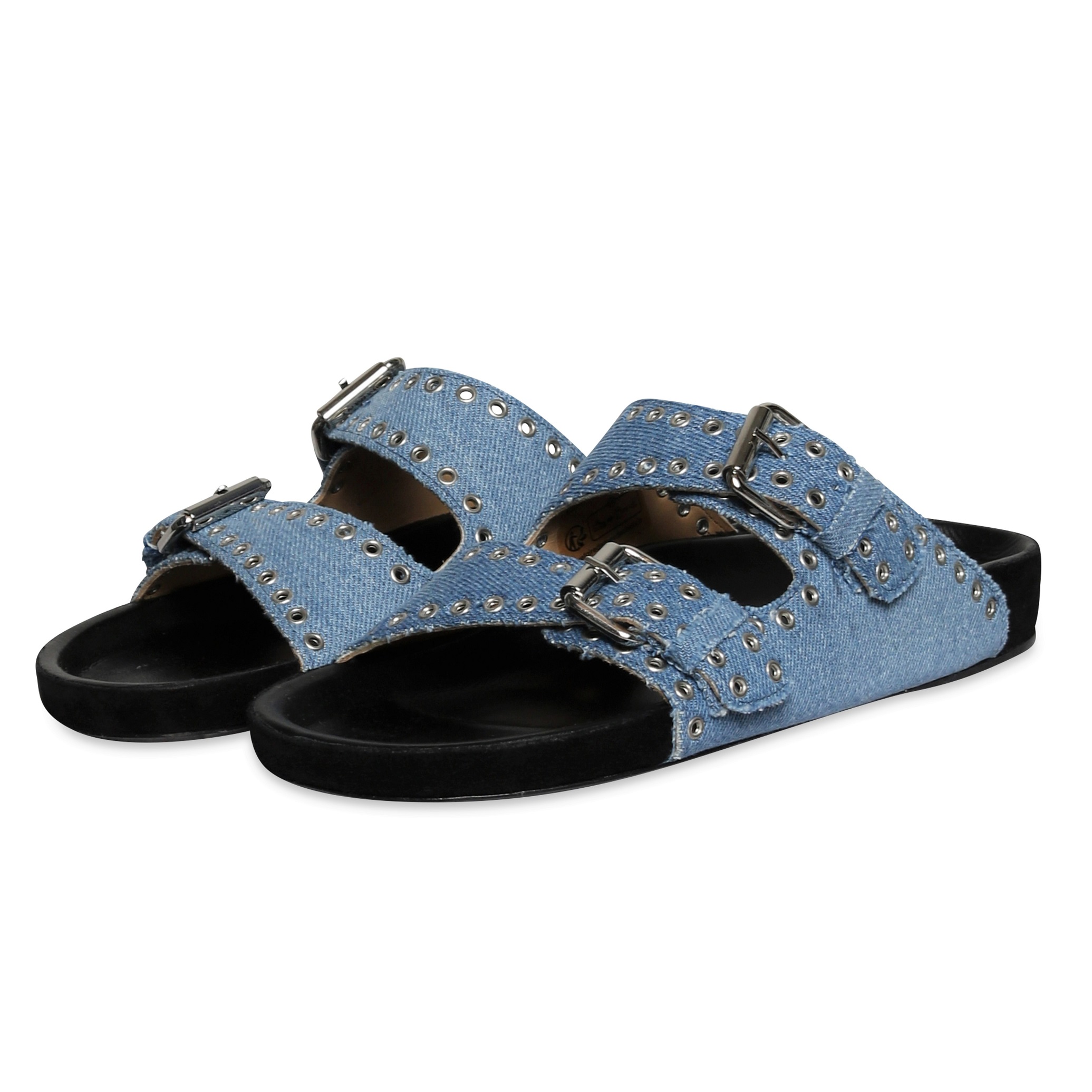 Isabel Marant Denim Sandals Lennyo Studs in Light Blue 37