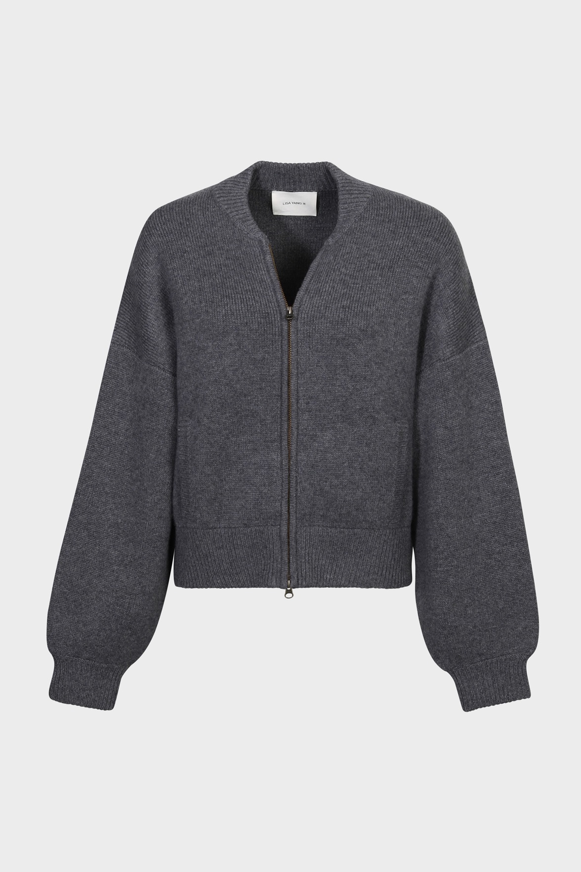 LISA YANG Kirsti Cashmere Bomber Jacket in Graphite 0 / XS LISA YANG Kirsti Cashmere Bomber Jacket in Graphite 1 / S-M