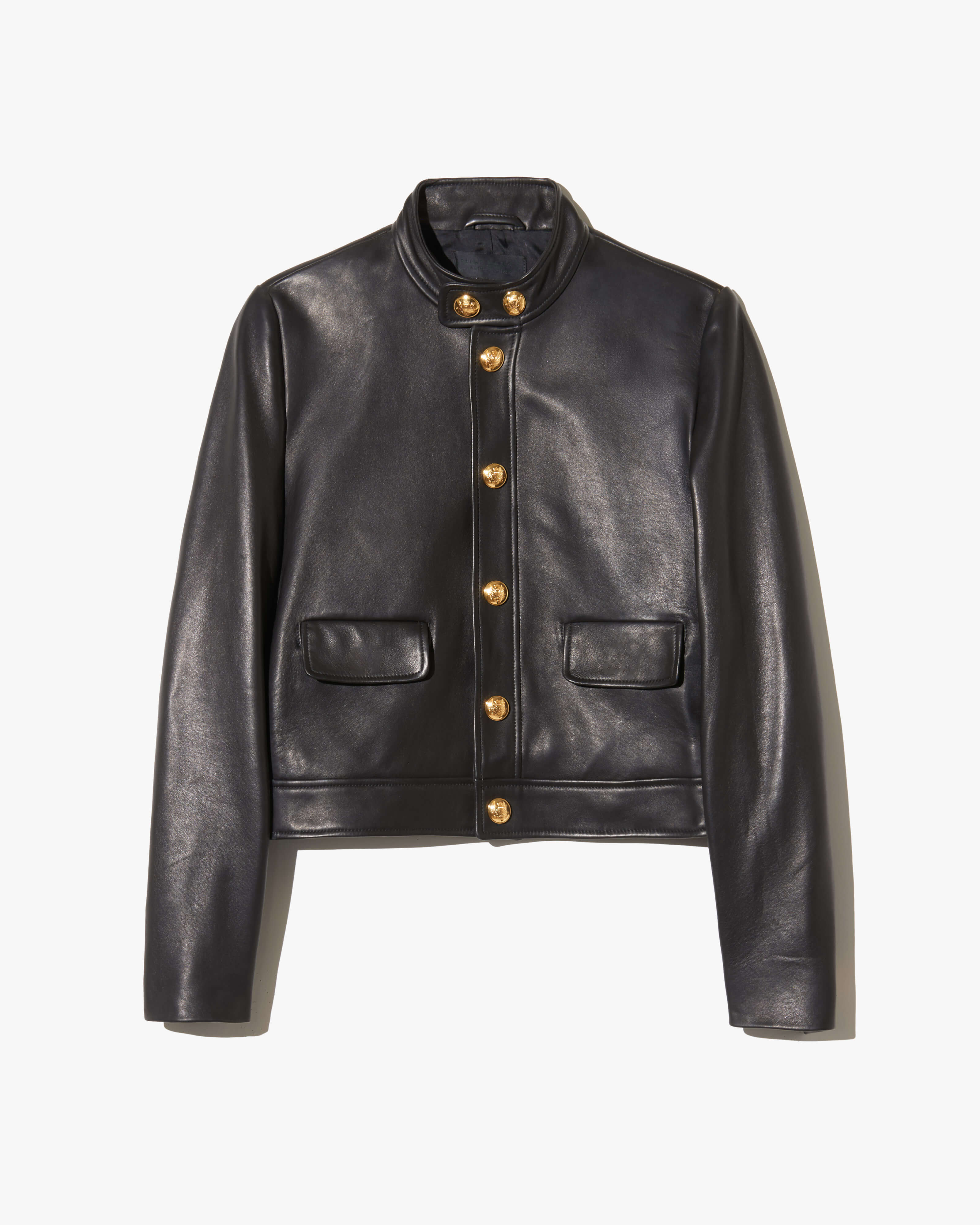 NILI LOTAN Hadley Cropped Leather Jacket in Black